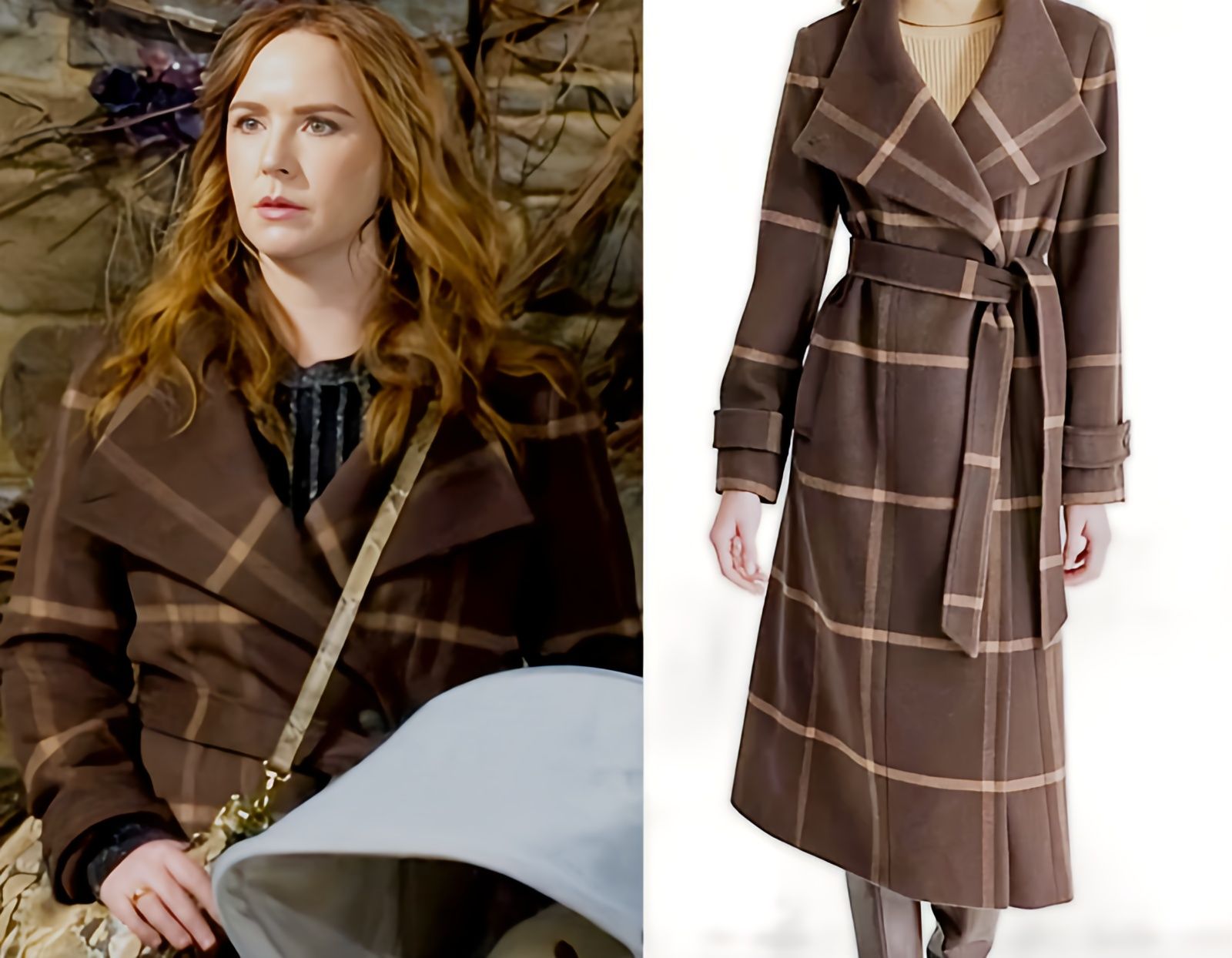 Mariah’s brown checked coat by DKNY 