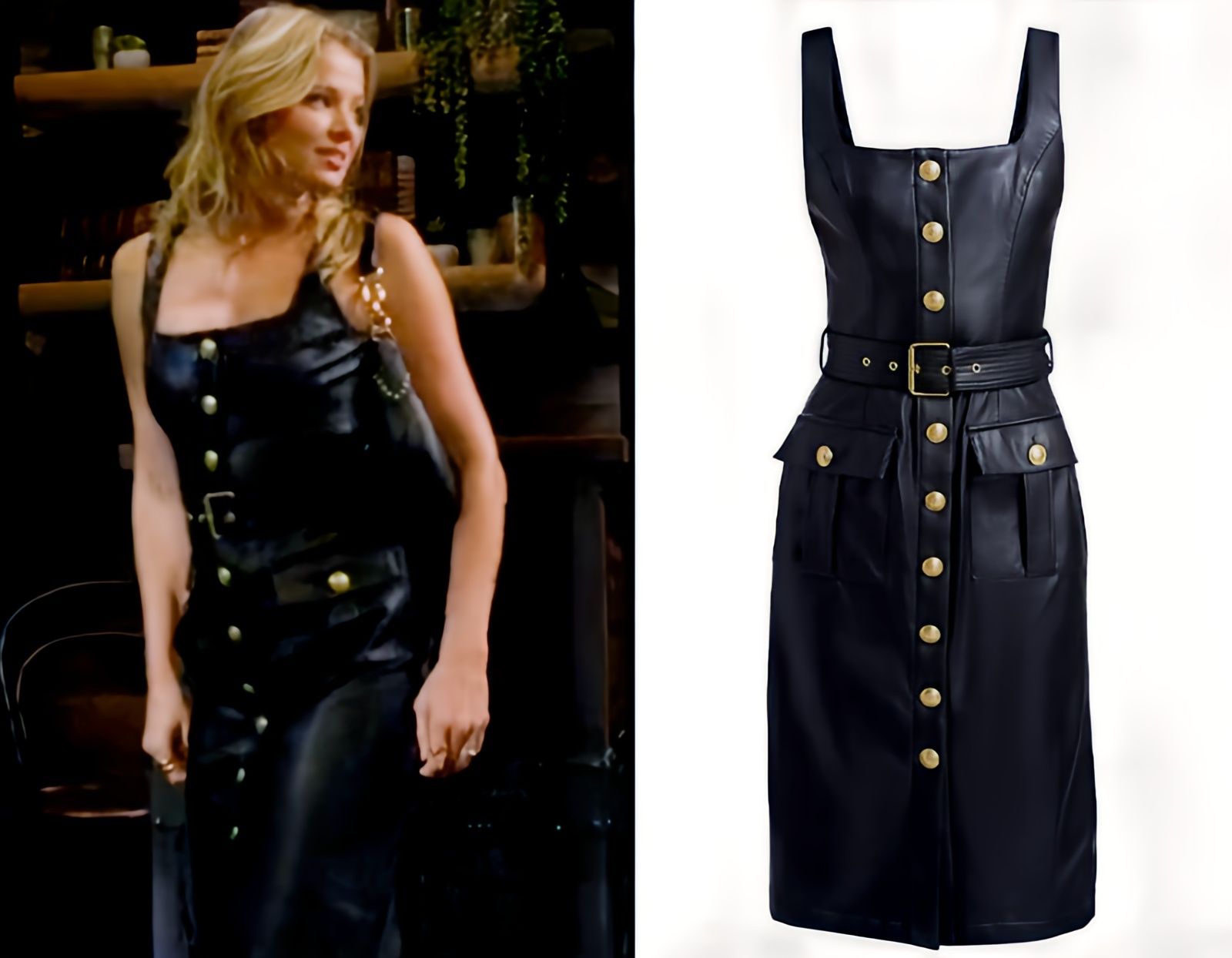 Summer’s black button front leather dress by L'Agence 