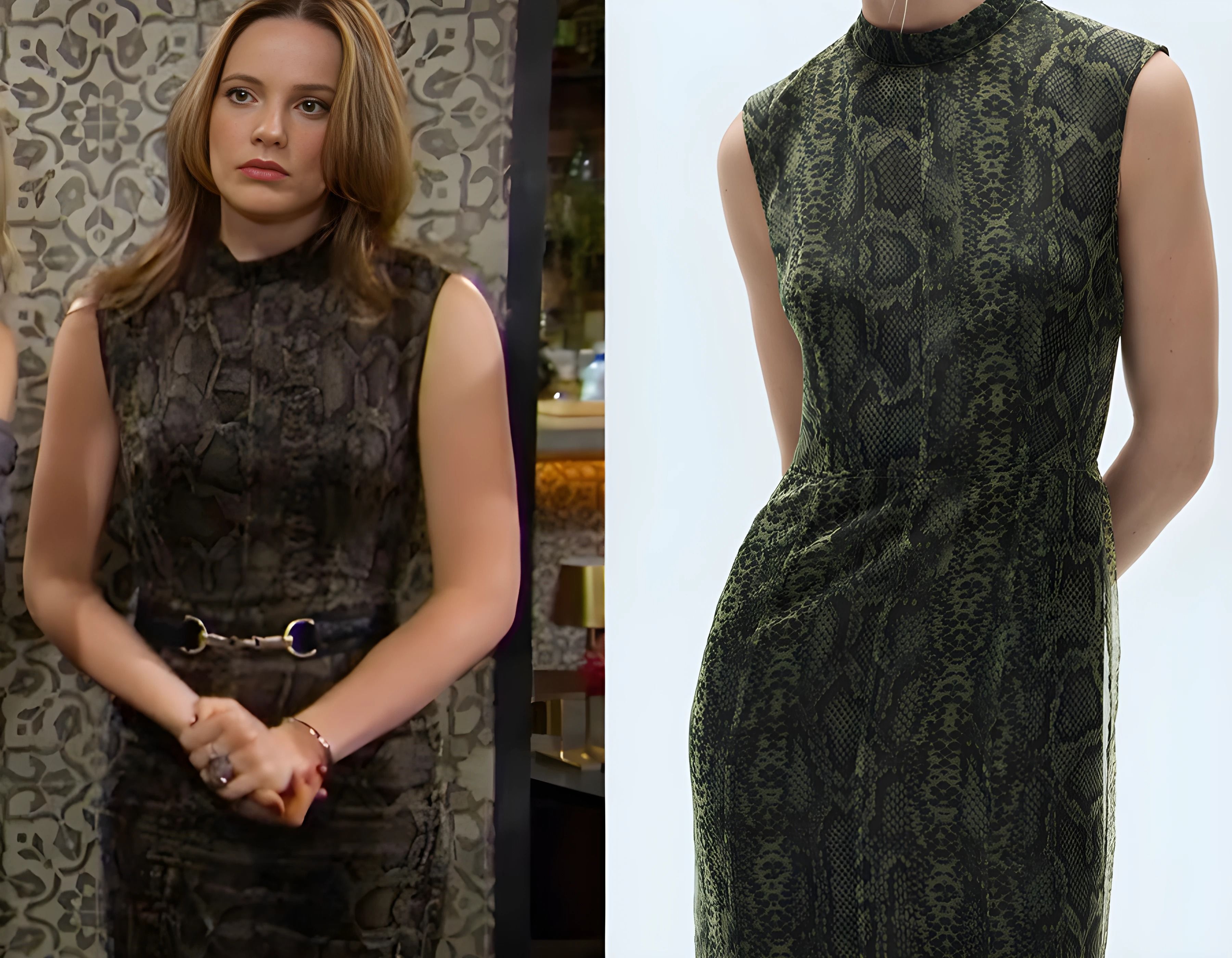 Tessa’s snake print dress by Mango