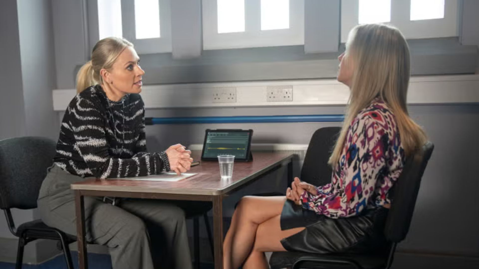 Lisa Swain interviews Sarah again on Coronation Street | Image Source: ITV