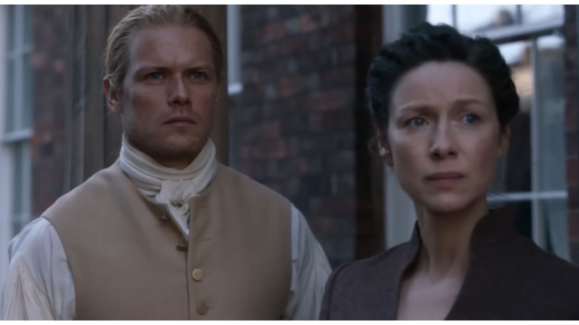 Caitr&iacute;ona Balfe as Claire and Sam Heughan as Jamie in Outlander Season 7 (Image via Starz)