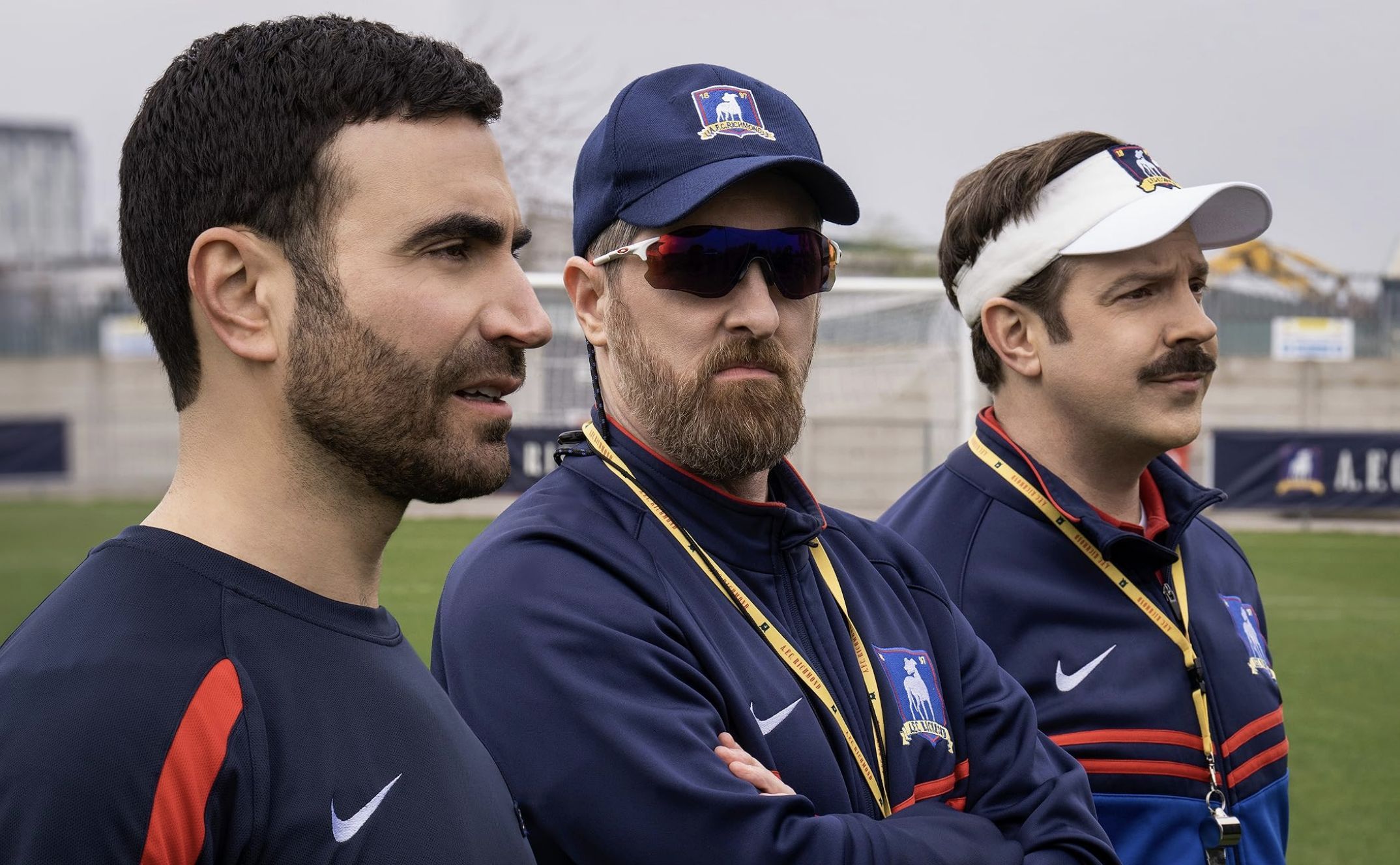 Brendan Hunt, Jason Sudeikis, and Brett Goldstein in a still from the show (Image via Apple TV+)