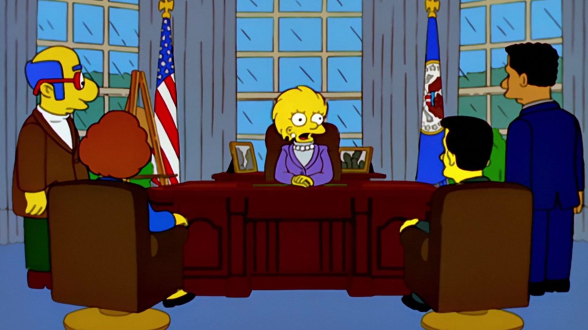 Kamala Harris in a scene from The Simpsons | Image Source: Disney Plus