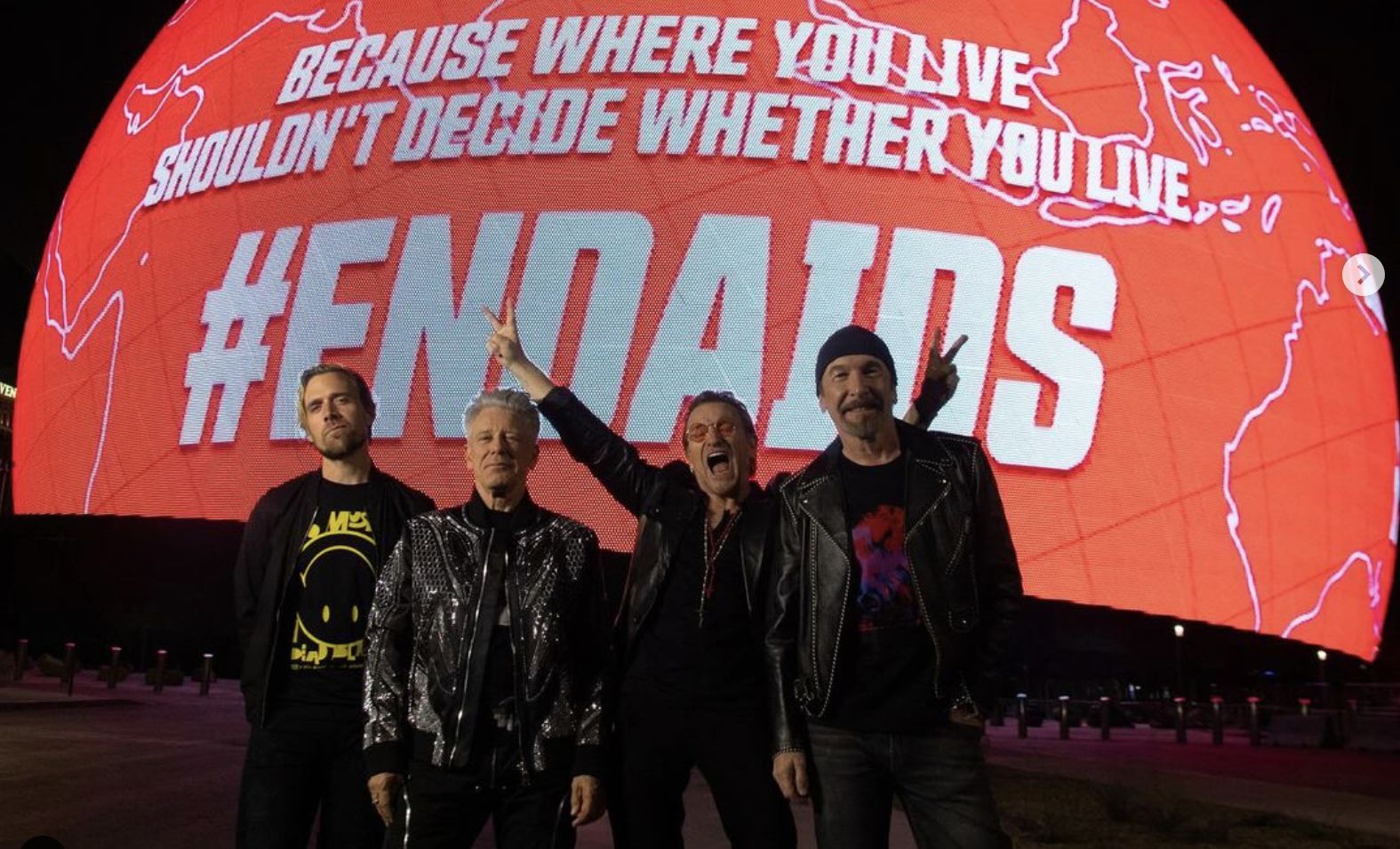 U2 band members outside the Las Vegas Sphere (Image via Instagram/@u2)