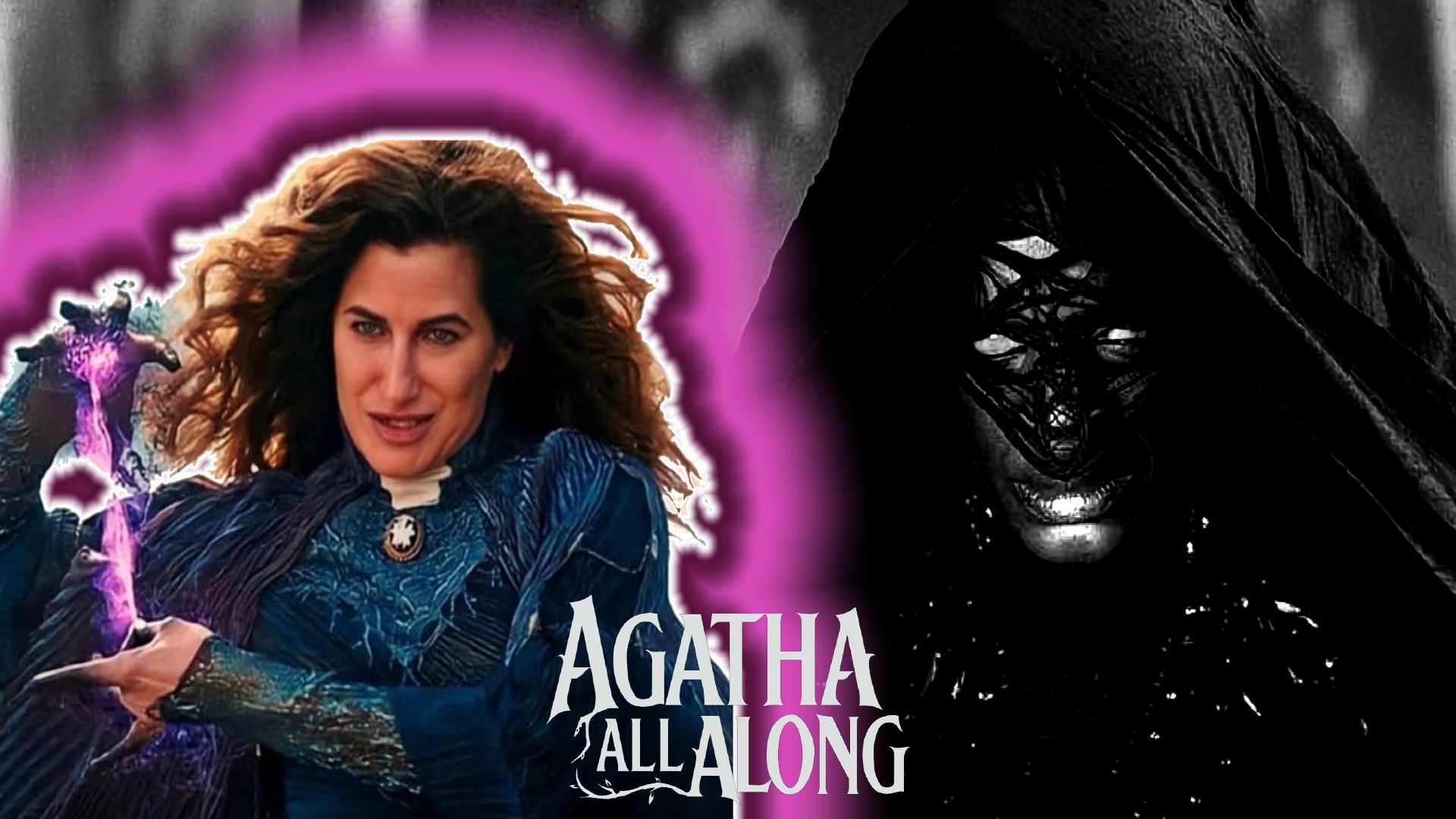 Kathryn Hahn as Agatha in Agatha All Along (Image via Disney+, custom artwork by Soap Central)