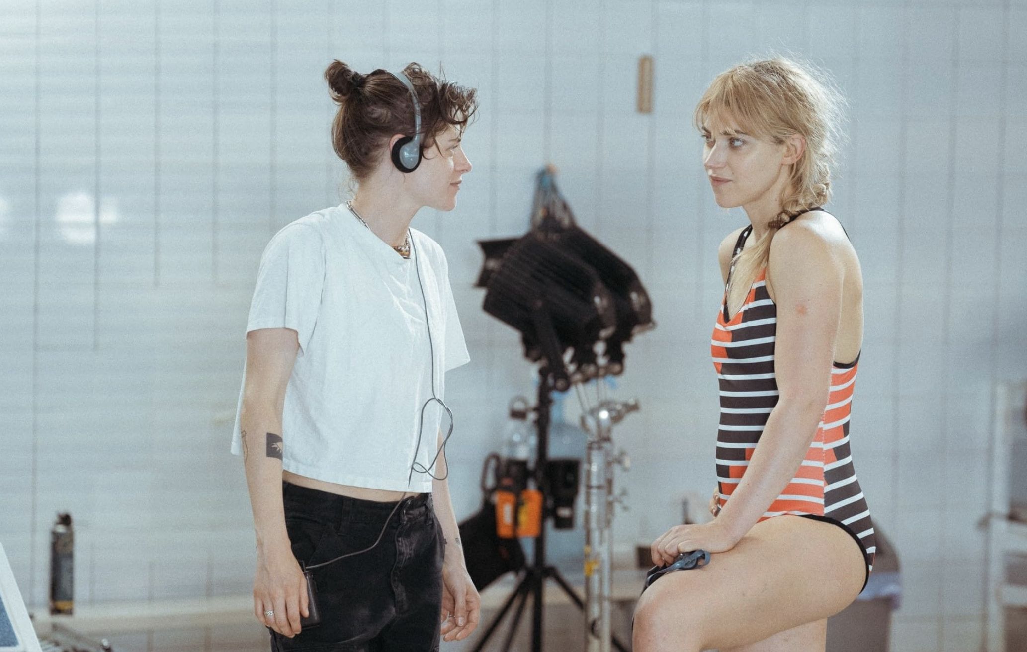 Kristen Stewart and Imogen Poots on the set of The Chronology of Water (Image via CG Cinema)