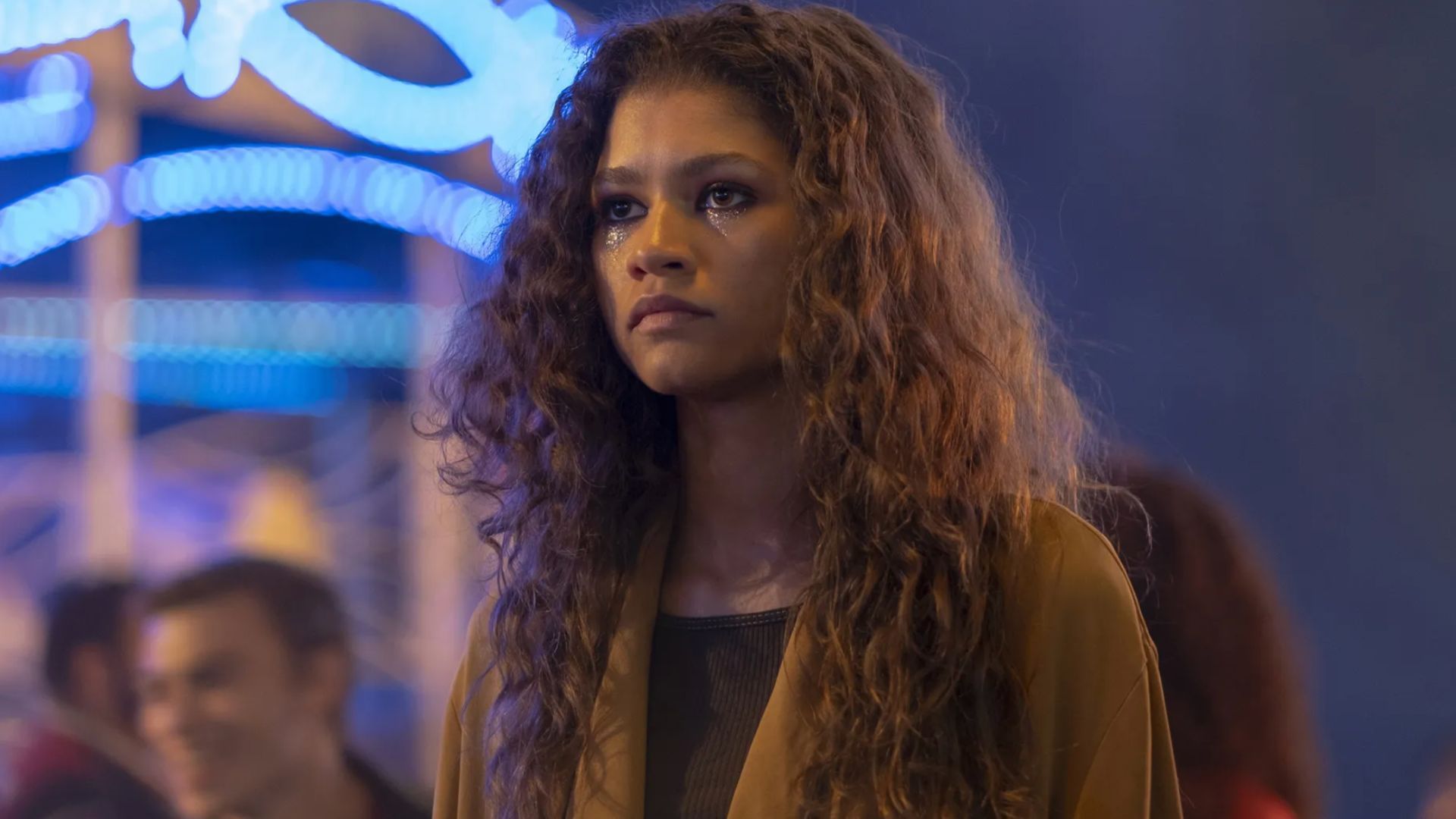 Zendaya as Rue from a still in Euphoria | Image Source: Hulu