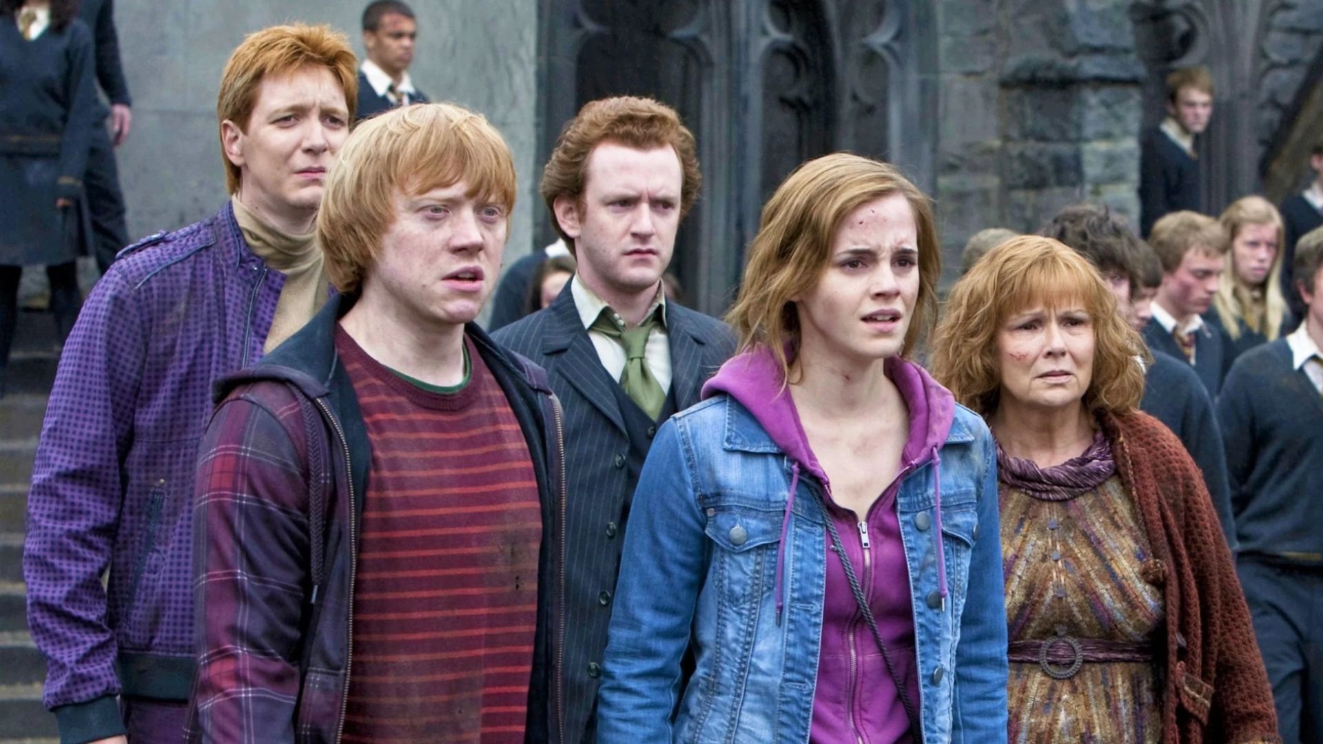 The Weasleys with Hermoine Granger in the Harry Potter movies | Image Source: Peacock