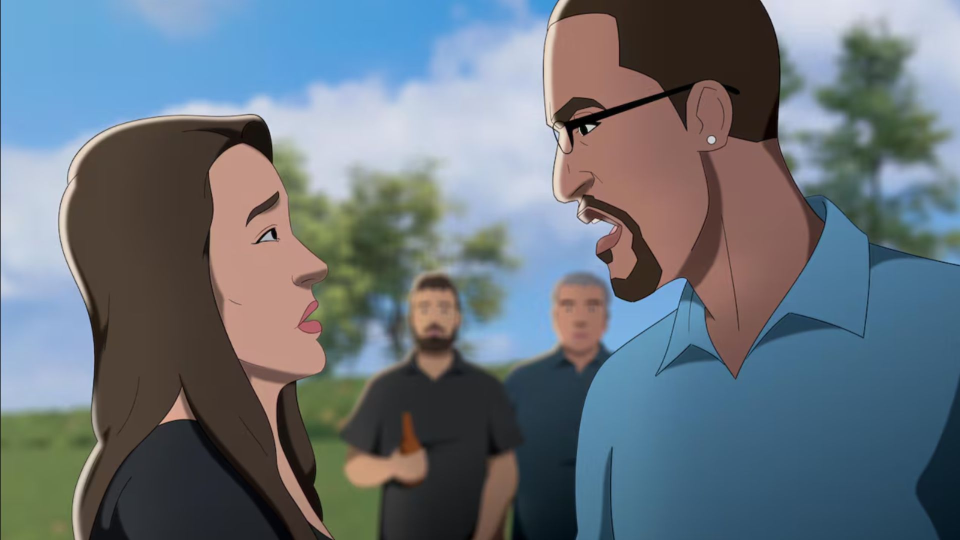 An animated representation of Amanda and Kevin Lewis arguing in Worst Ex Ever | Image Source: Netflix