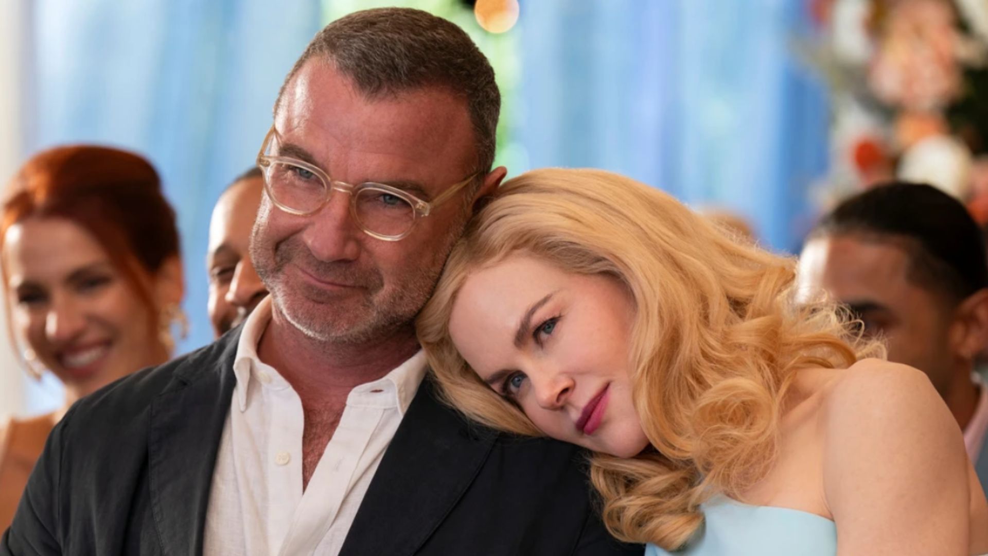 Nicole Kidman and  Liev Schreiber in a scene from The Perfect Couple | Image Source: Netflix