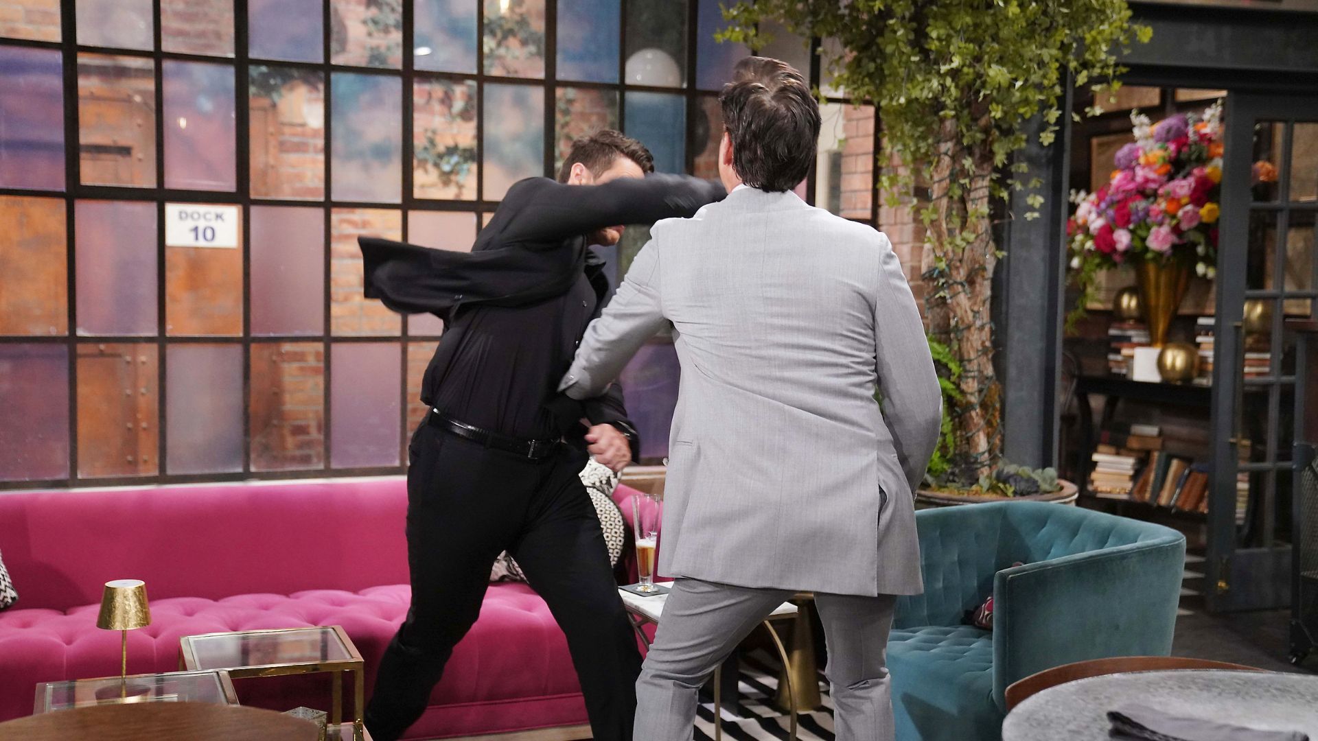 Adam takes a swing at Billy on The Young and the Restless | Image Source: CBS/JPI