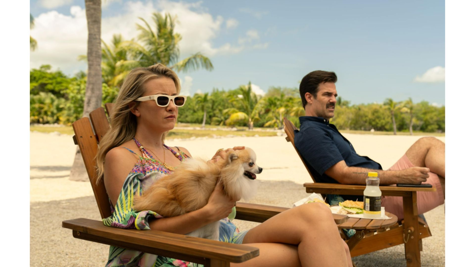 Meredith Hagner and Rob Delaney in Bad Monkey (Image via Apple TV+)