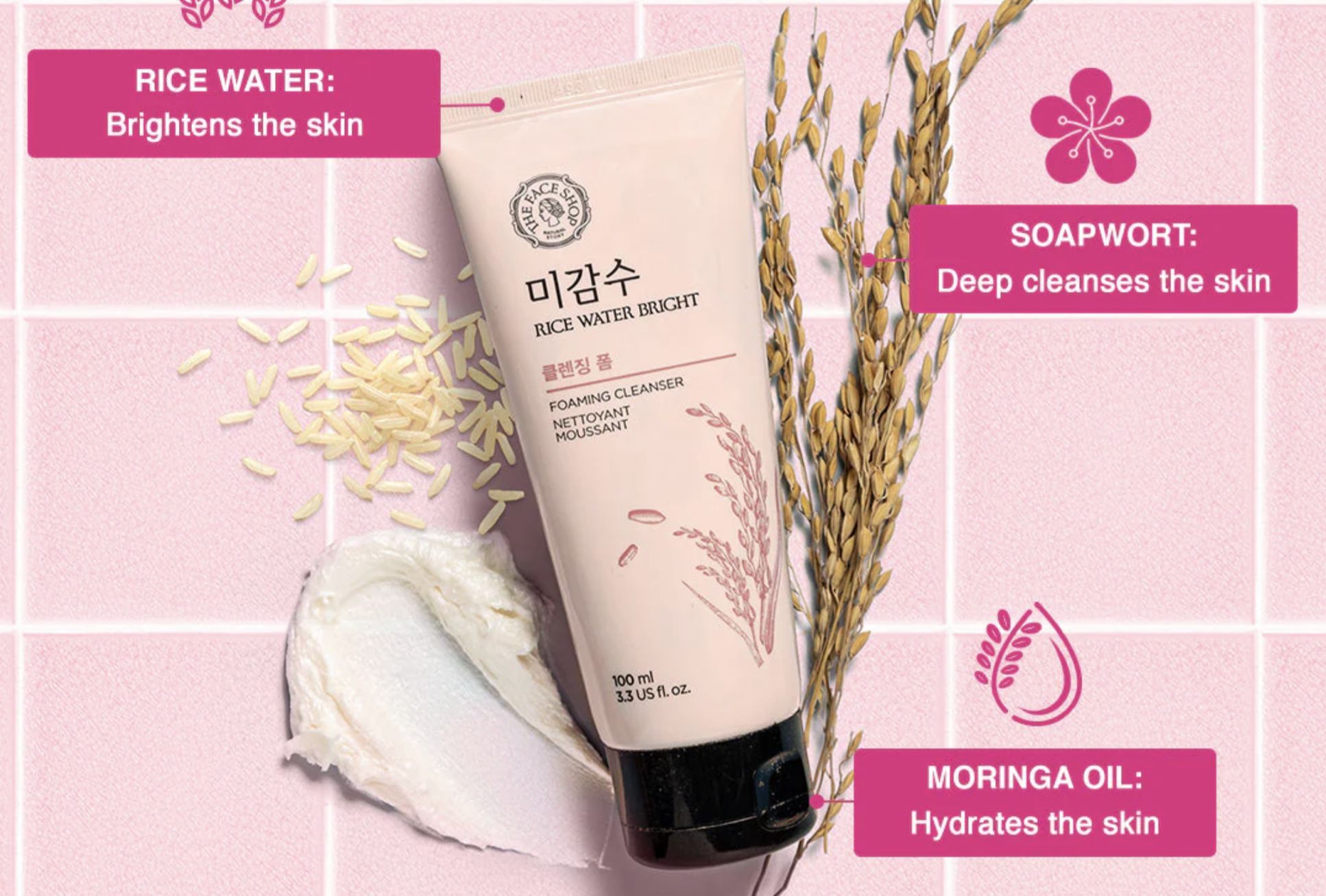 The Face Shop Rice Water Bright Cleansing Foam 100 ml (Image via The Face Shop)