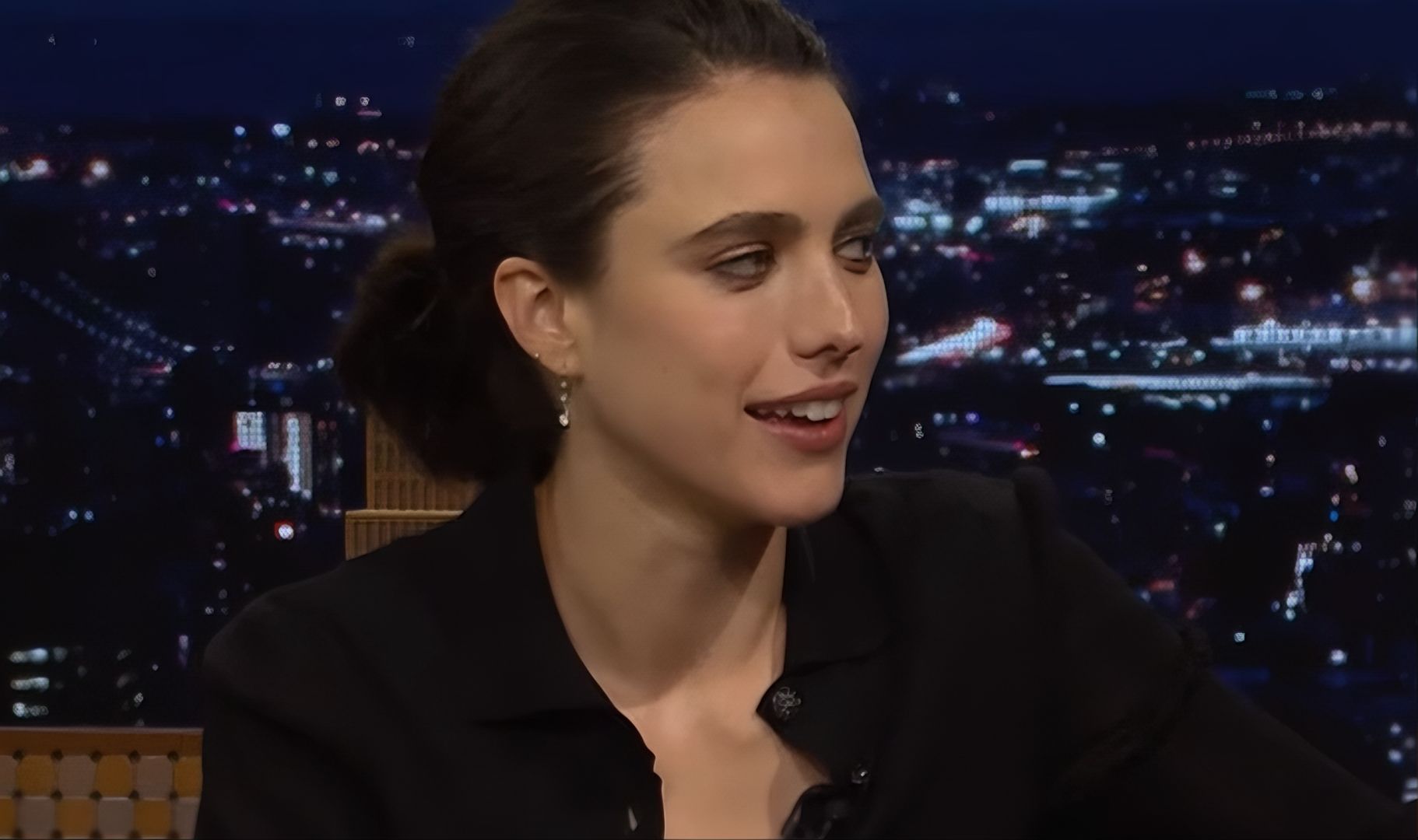 Margaret Qualley said her husband lied to Adam Sandler to get her a role in Happy Gilmore 2 (image via The Tonight Show Starring Jimmy Fallon on YouTube) 