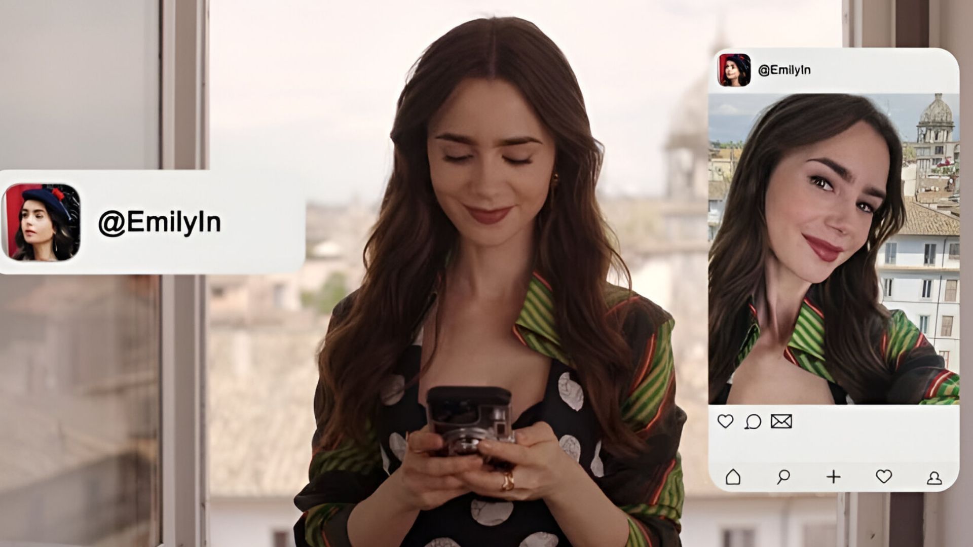 Emily thinks about changing her Instagram username (Image Source: Netflix)