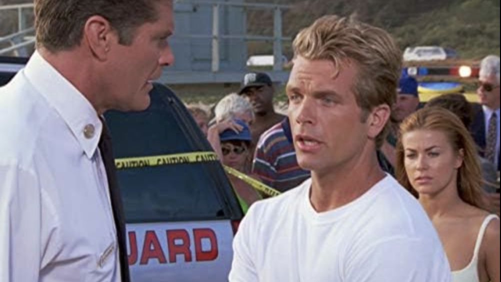 Carmen Electra, David Hasselhoff, and David Chokachi in Baywatch (Image via GTG Entertainment)