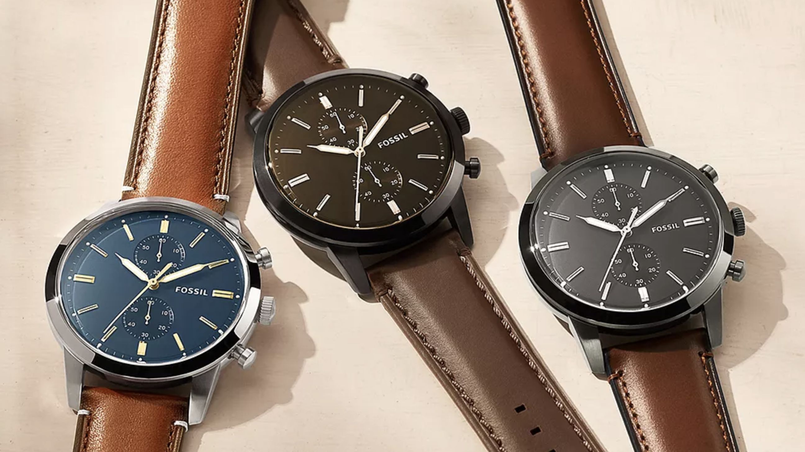 Neutra Chronograph Leather Watches (Image via Fossil)