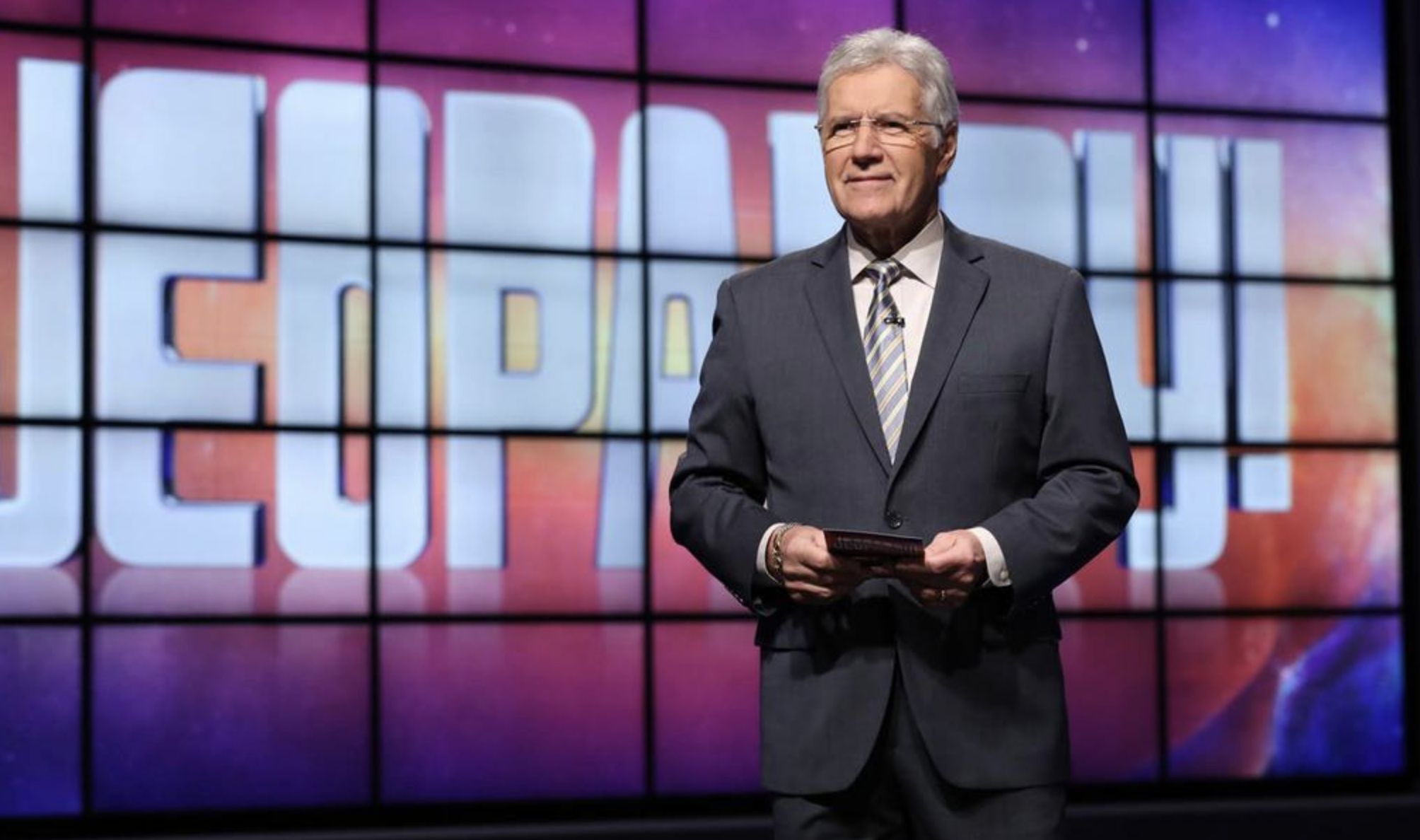 Alex Trebek during his historic run as the host of Jeopardy (Image via the official website)