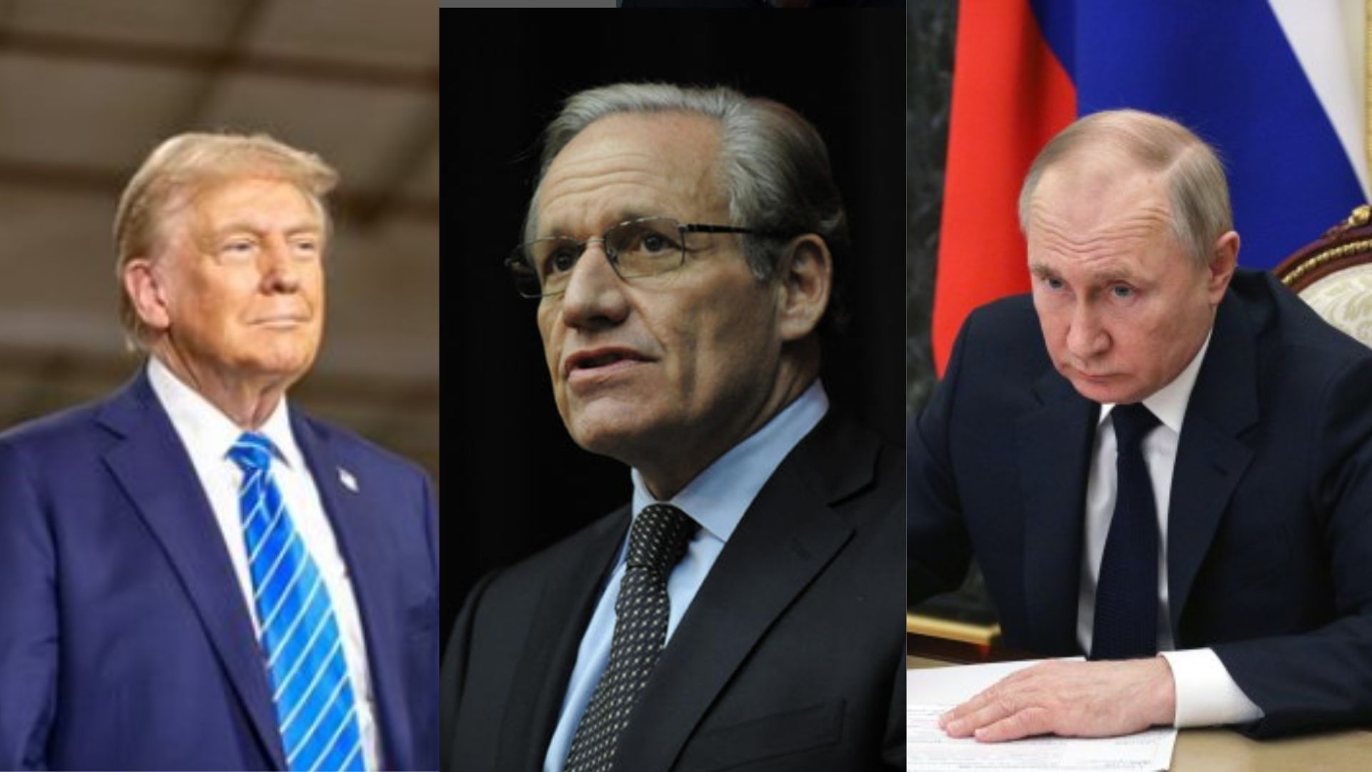 Donald Trump, Bob Woodward, Vladimir Putin (Images via Instagram/@realdonaldtrump, Instagram/@realbobwoodward, Twitter/@KremlinRussia)