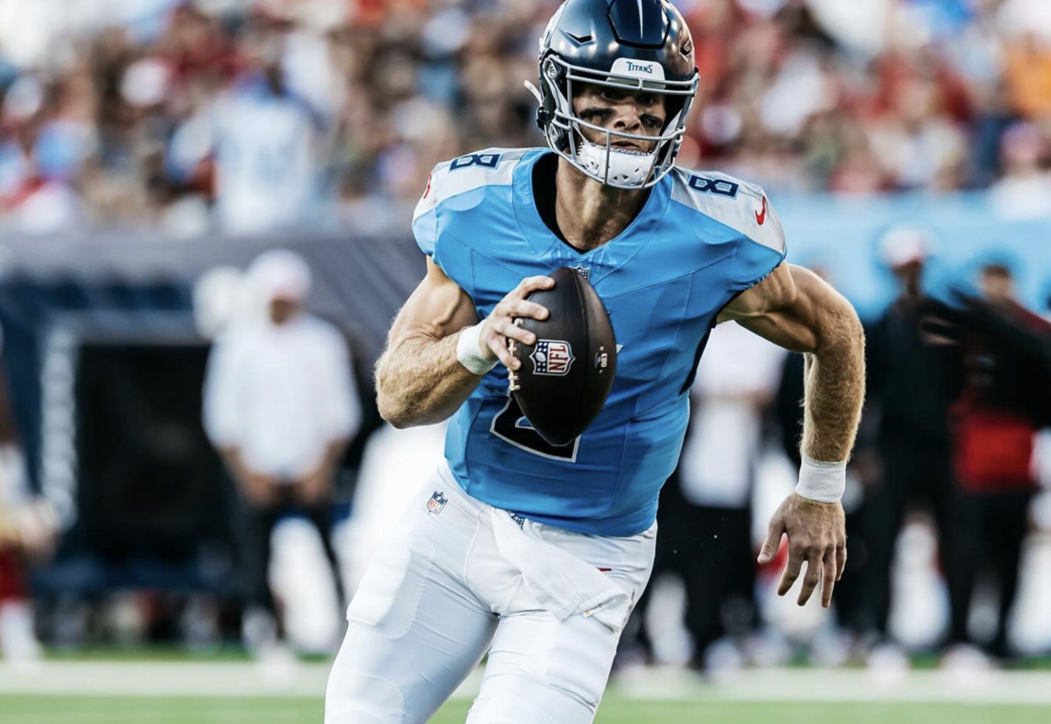 Will Levis celebrates touchdown with Spider-Man web-shooter dance during Titans vs. Colts game. (Image via Instagram/@Will_levis)