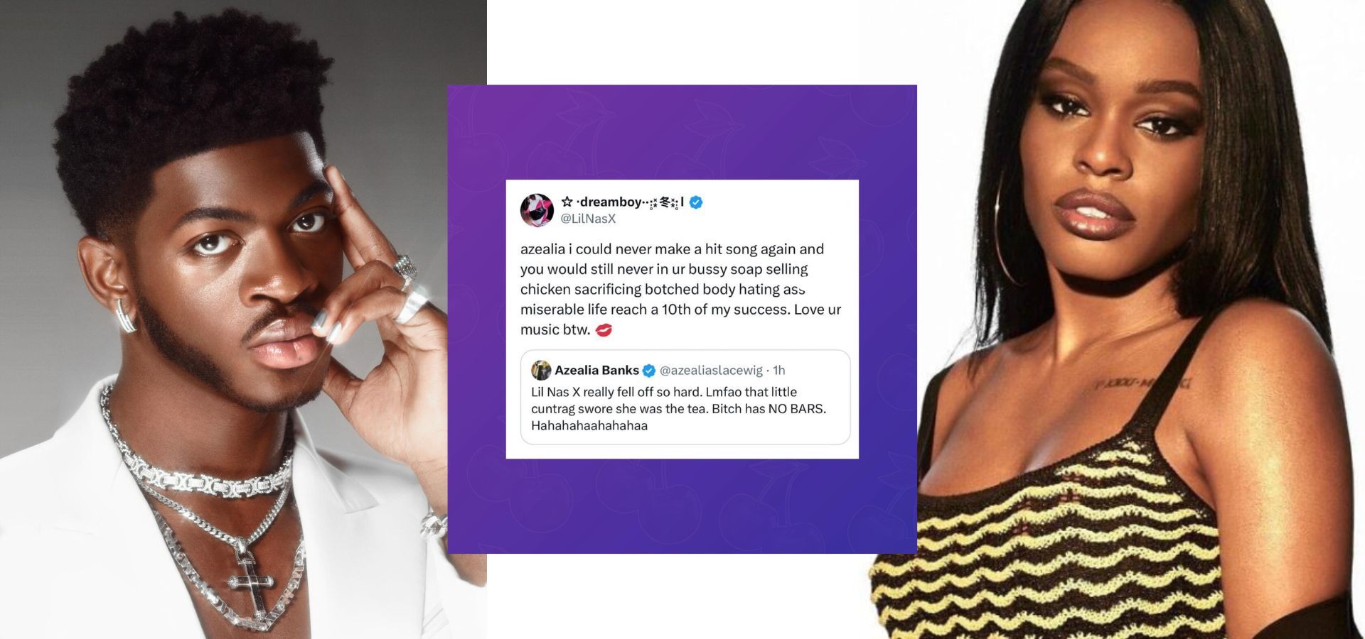 Azealia Banks feuds with Lil Nas X; via X account @PopBase