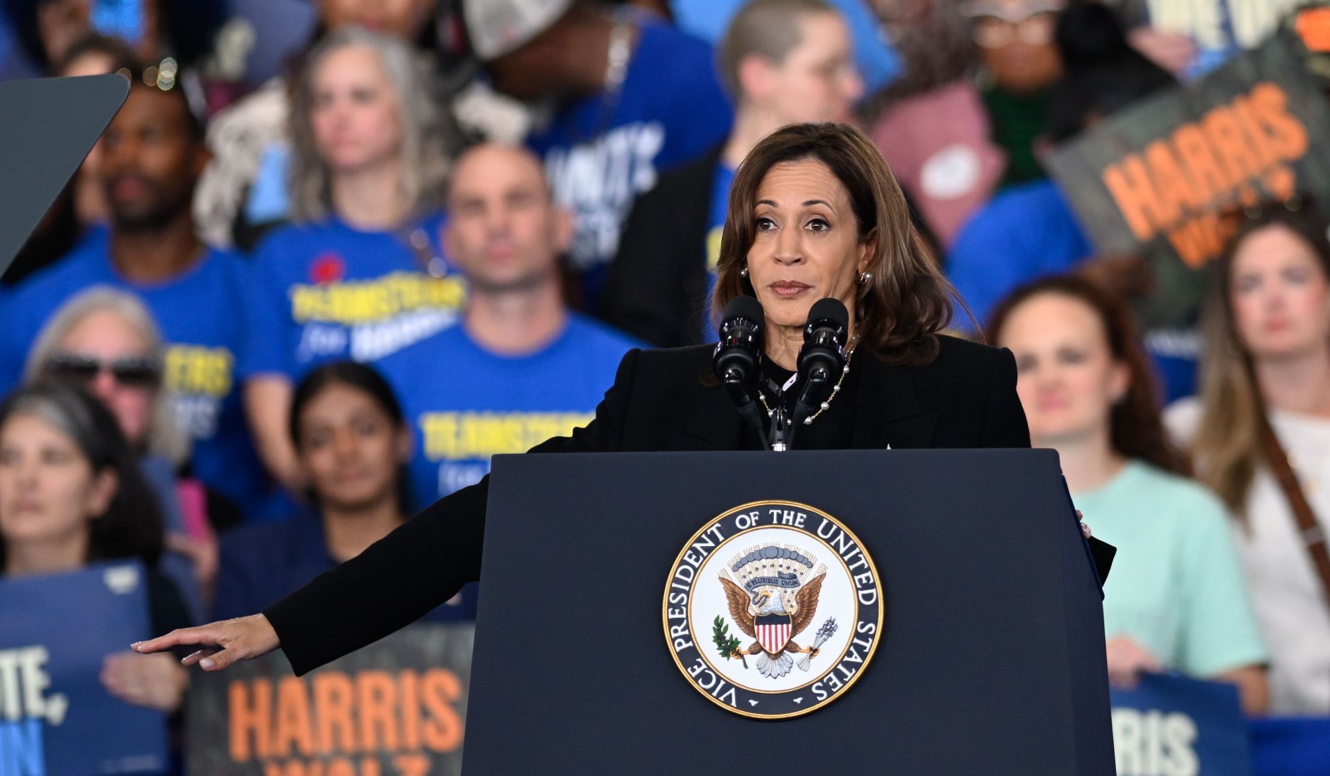 US Vice President Kamala Harris speaks at campaign rally in Raleigh - Source: Getty