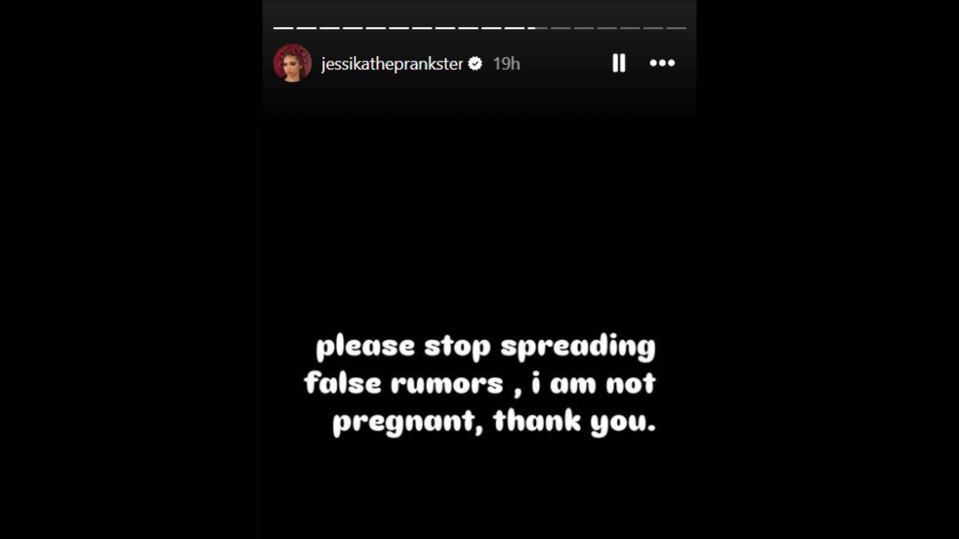 Jessika The Prankster shuts down false pregnancy rumors (Image via Instagram)