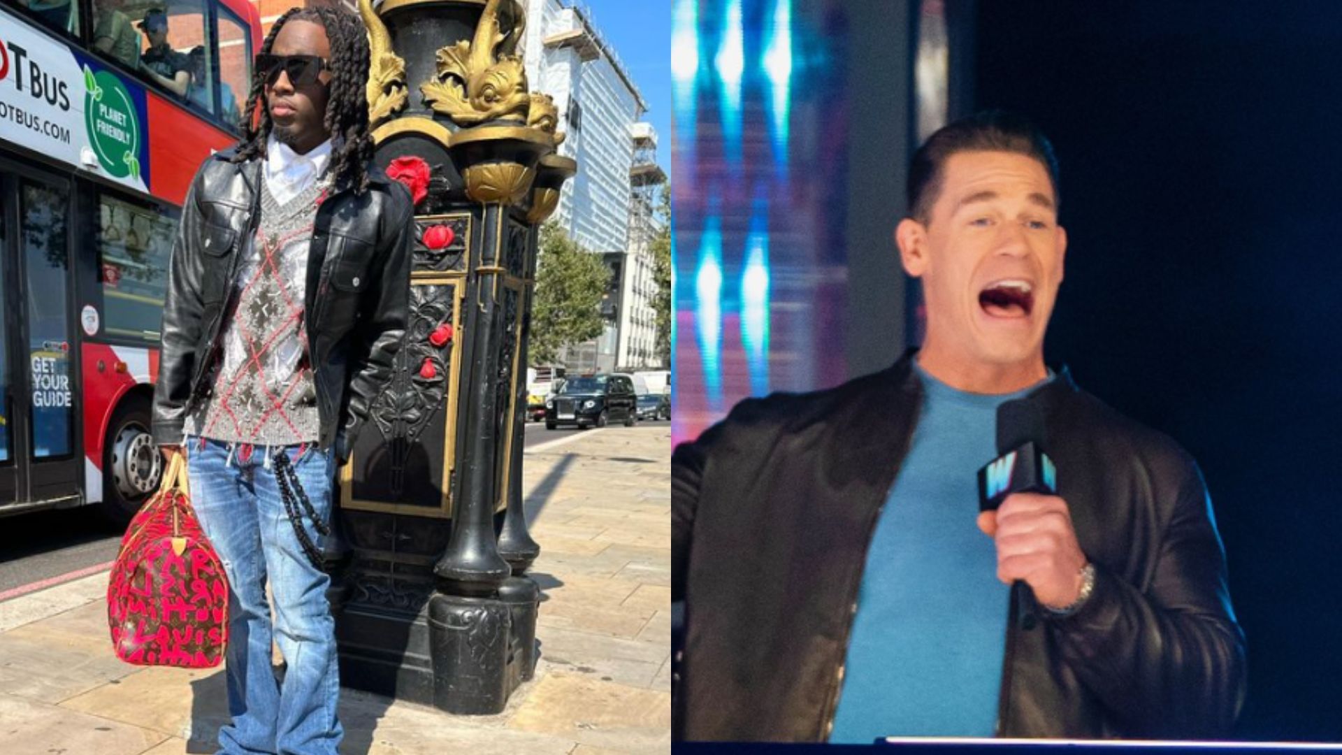 Internet reacts as Kai Cenat has a meltdown over John Cena mistakenly sitting on Nicki Minaj&rsquo;s chair on Twitch stream (Image via Instagram and X/@kaicenat and @JohnCena)