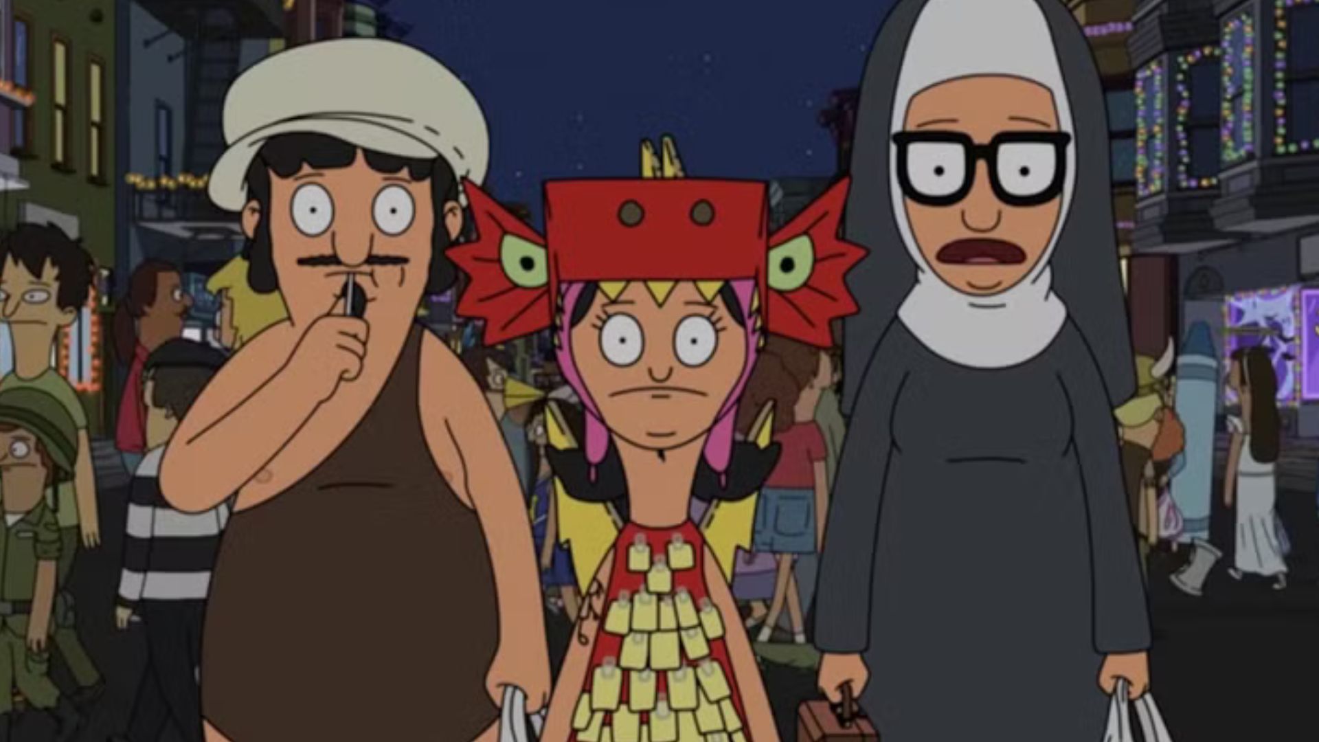 The Belcher kids set out to uncover who&rsquo;s stealing bags of candy on Halloween (Image Source - FOX)