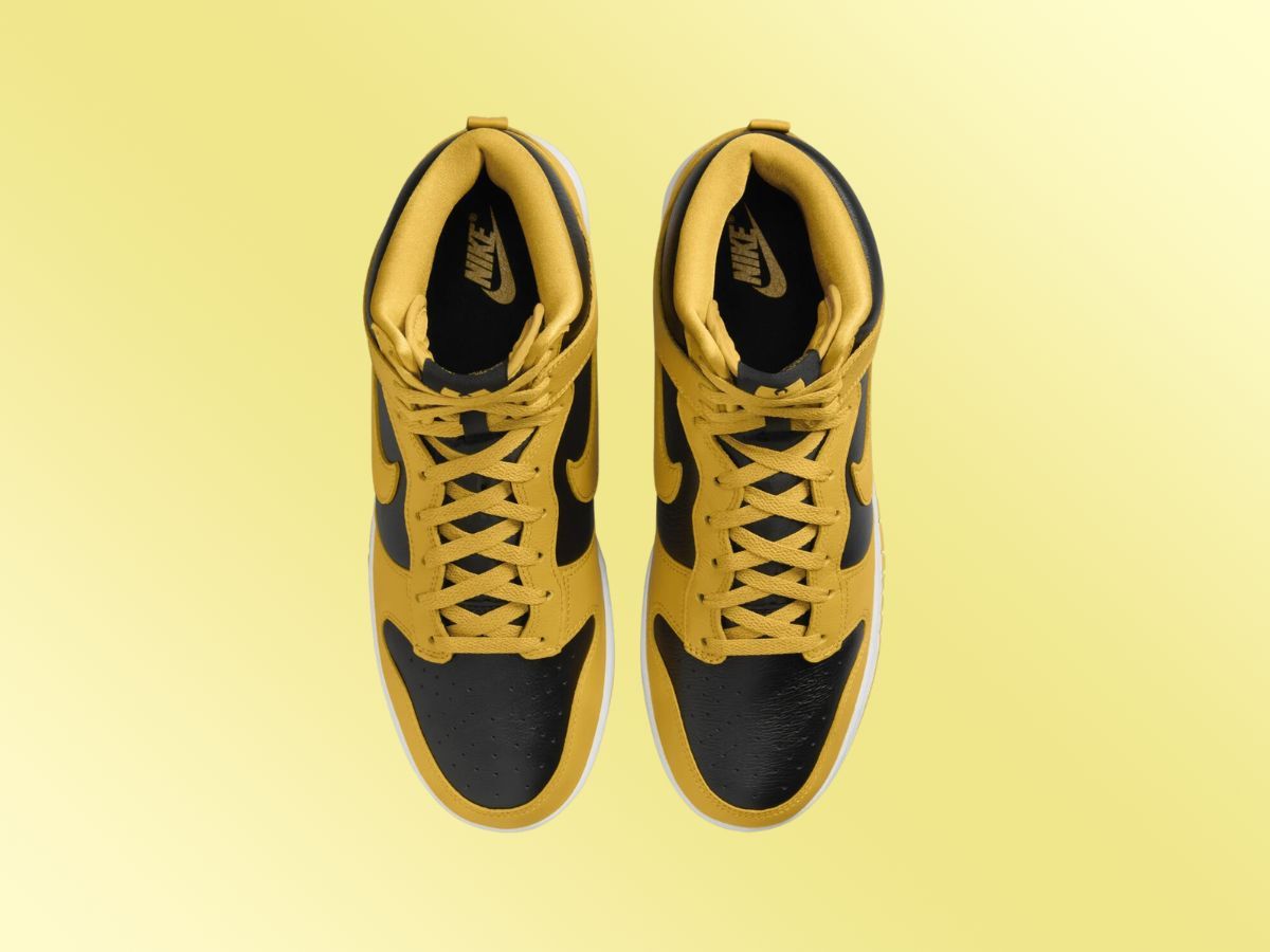 Wu-Tang Clan x Nike Dunk High &#039;Black and Pollen&#039; Sneakers. (Image via Nike)