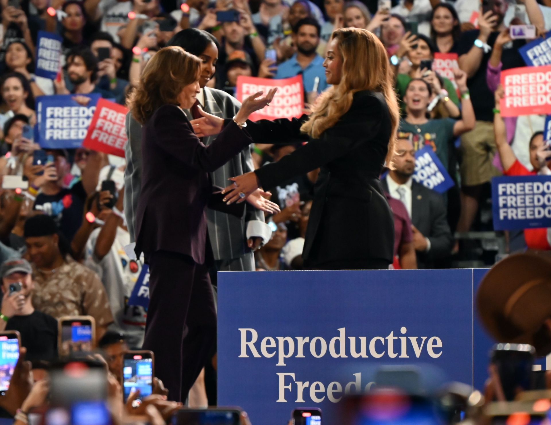 The singer appeared at Kamala Harris&#039; rally on October 25 (Image via Kyle Mazza/Anadolu/Getty Images)