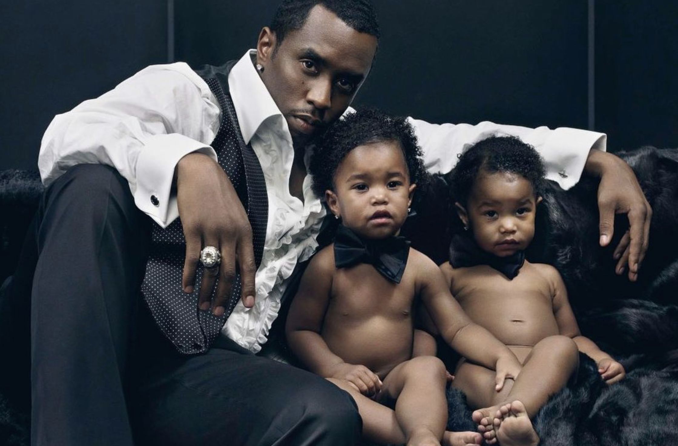 Diddy with his twin daughters, Jesse and D