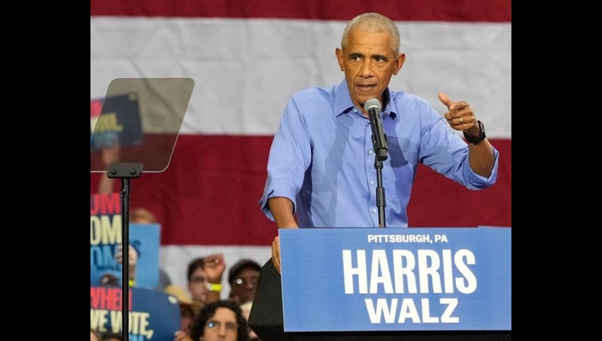 Barack Obama at the Pittsburgh Democratic rally (Image via Instagram /  @barackobama)