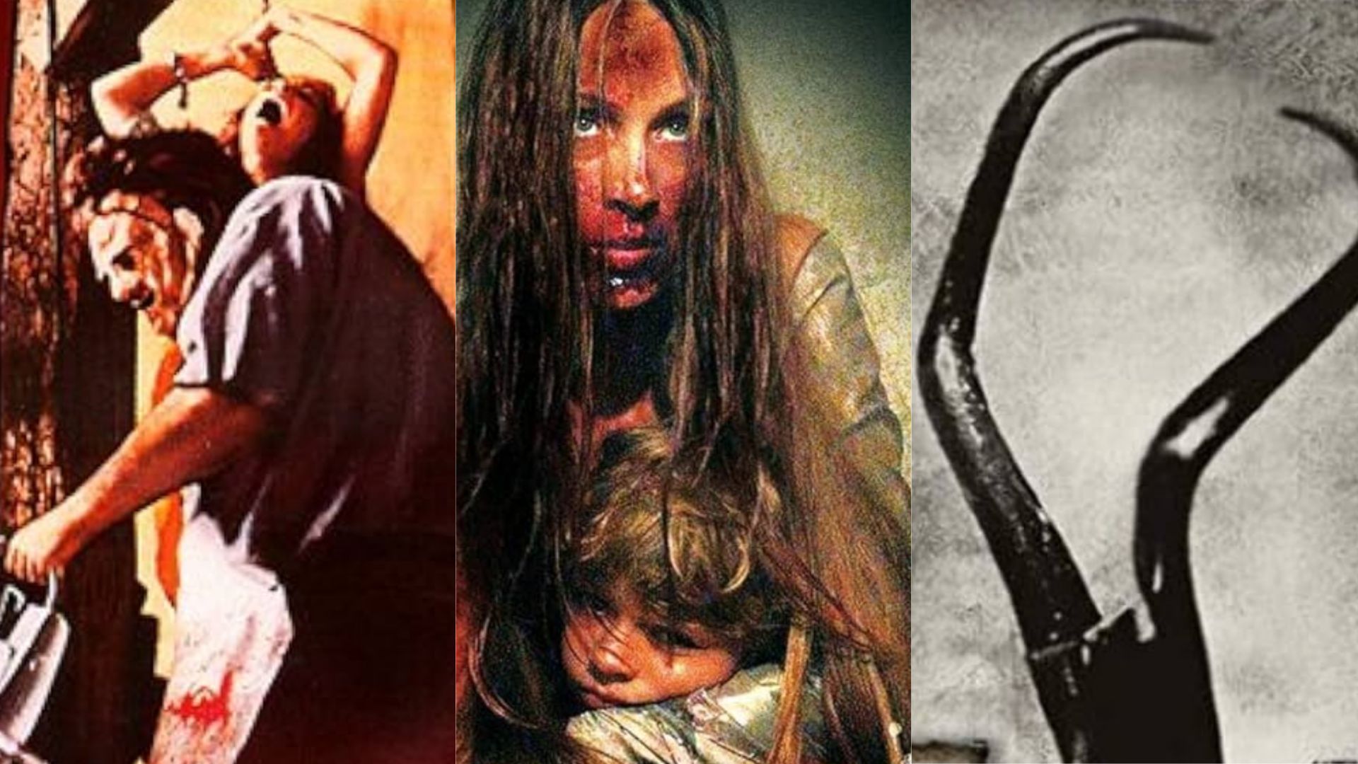 (L-R) The Texas Chainsaw Massacre, A Serbian Film, and Hostel are movies known for their graphic content and unsettling themes | Images via the Amazon Website