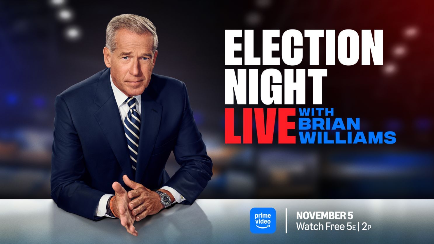 Election Night Live with Brian Williams is going to be a live event (Image via Amazon Prime)