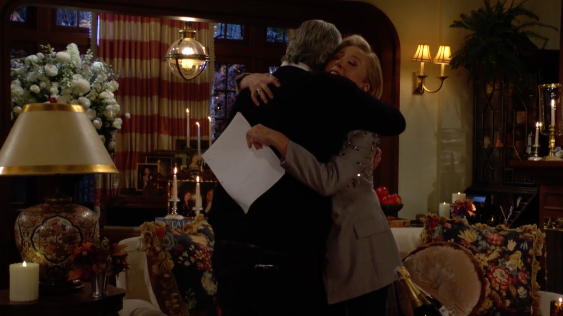 Eric Braeden and Melody Thomas Scott hug on The Young and the Restless | Image Source: CBS/Deadline