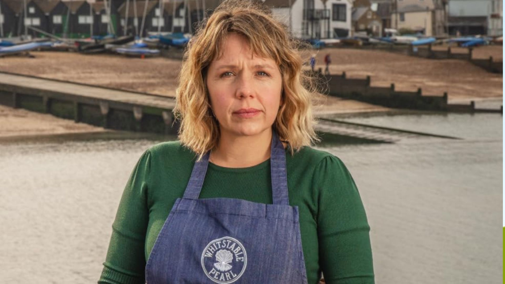 Kerry Godliman as Pearl Nolan in Whitstable Pearl (Image via Buccaneer Media Ltd/Acorn TV)