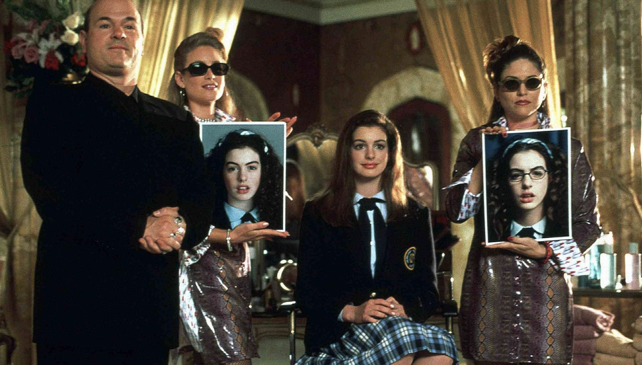 Anne Hathaway, Larry Miller, Sparrow Heatley, and Gwenda Perez in The Princess Diaries (Image via Disney)