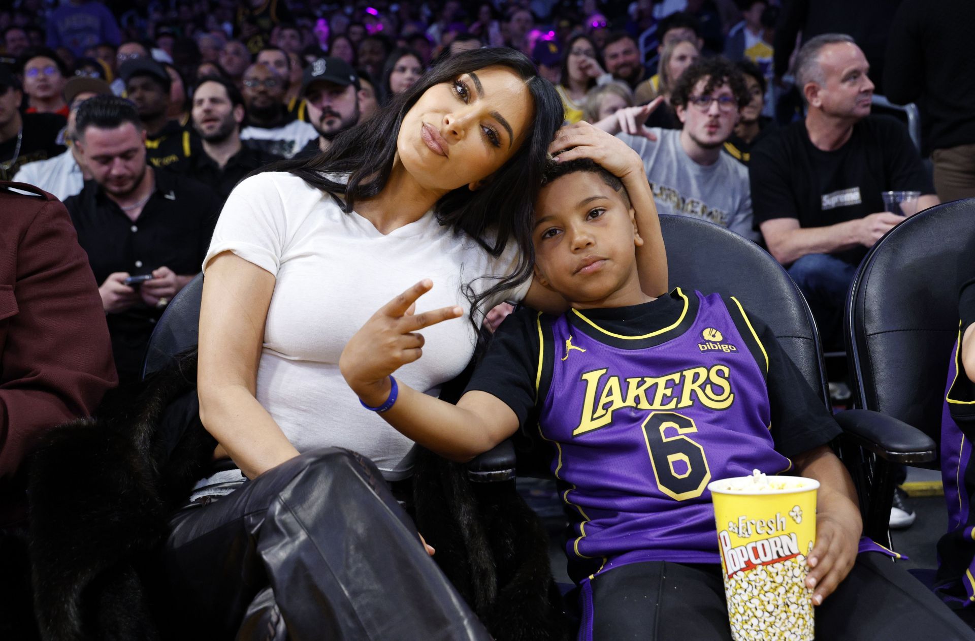 Celebrities At The Los Angeles Lakers Game - Source: Getty