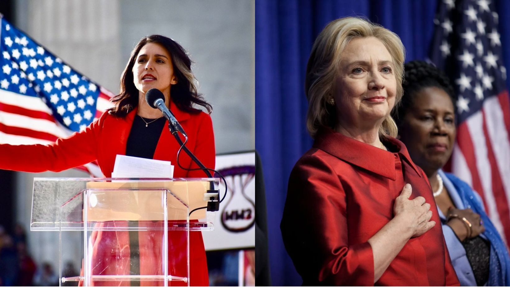 Tulsi Gabbard and Hillary Clinton (Image via X/@TulsiGabbard and @HillaryClinton)