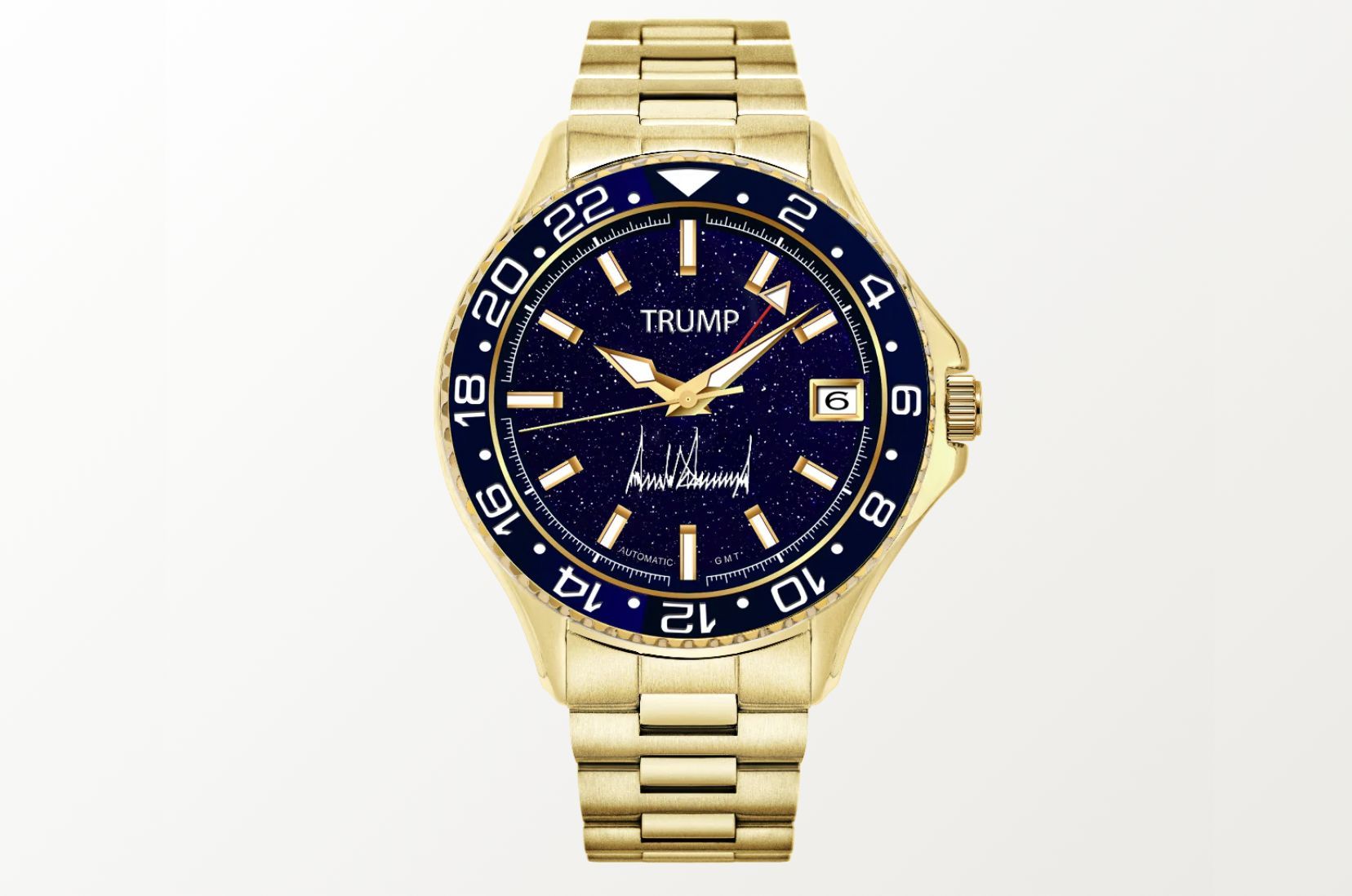 The Boss Blue appears to be in dark blue and gold. (Image via gettrumpwatches)