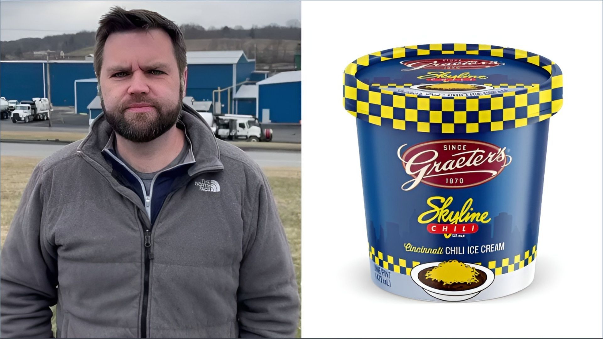 JD Vance promises to ban Skyline Chili Ice Cream and sparks a meme fest (Image via @JDVance/X/kroger.com)