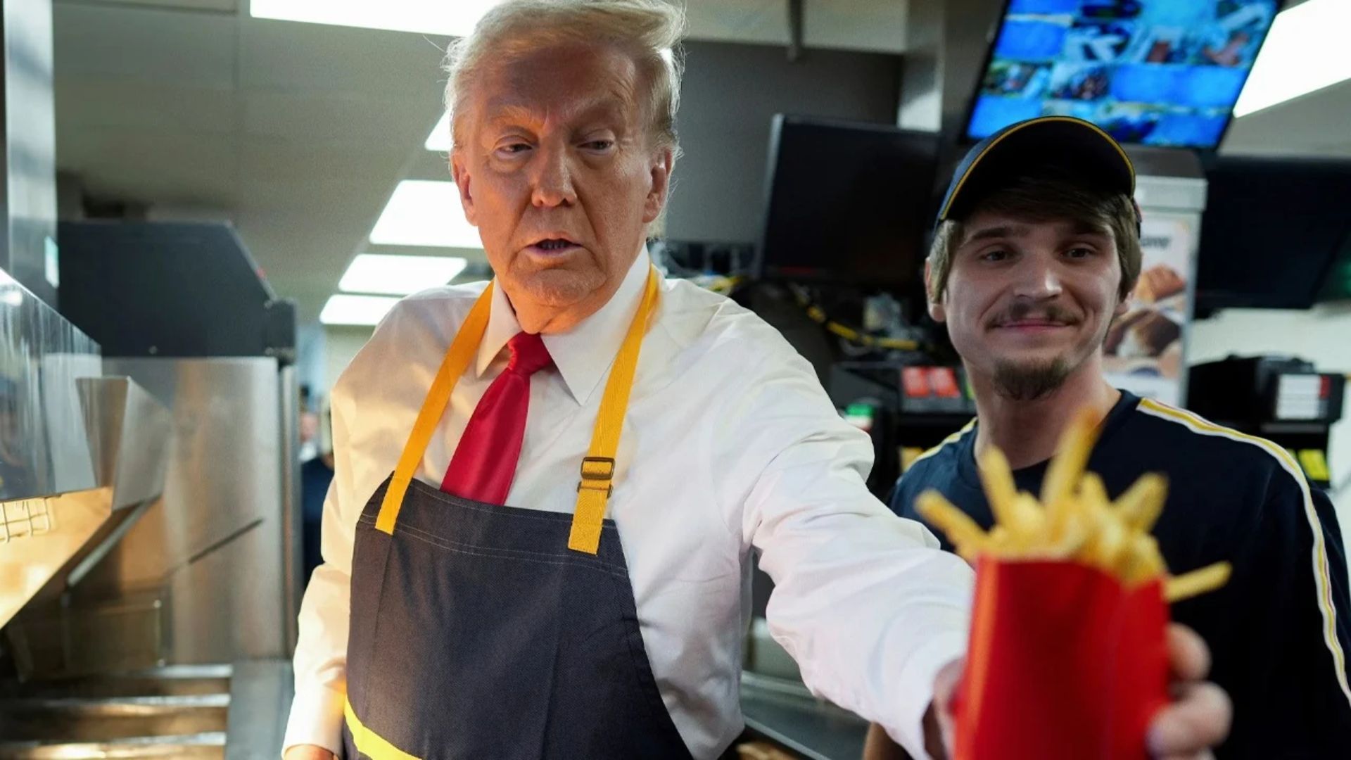 Donald Trump working at the McDonald