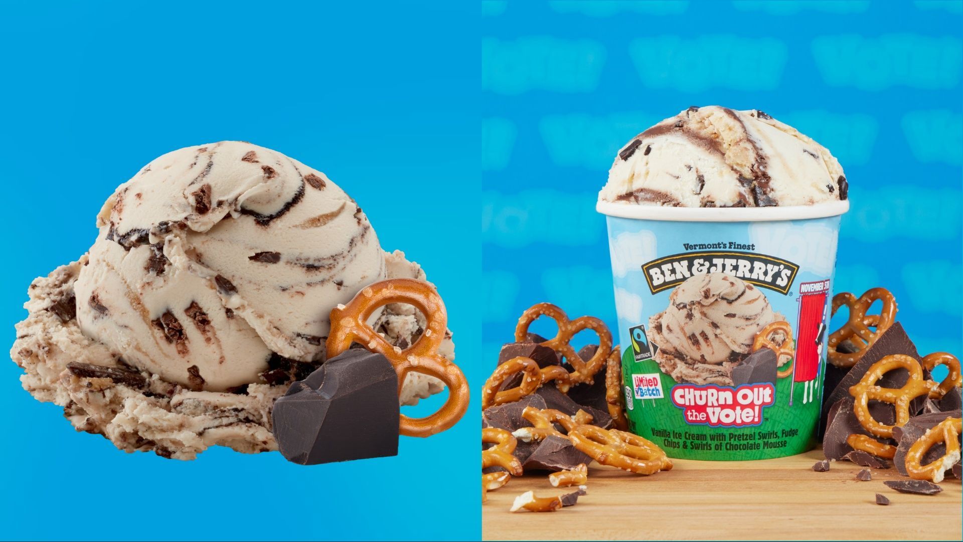 Ben &amp; Jerry&#039;s dropped the Churn out the Vote flavor in September 2024 (Image via benjerry.com)