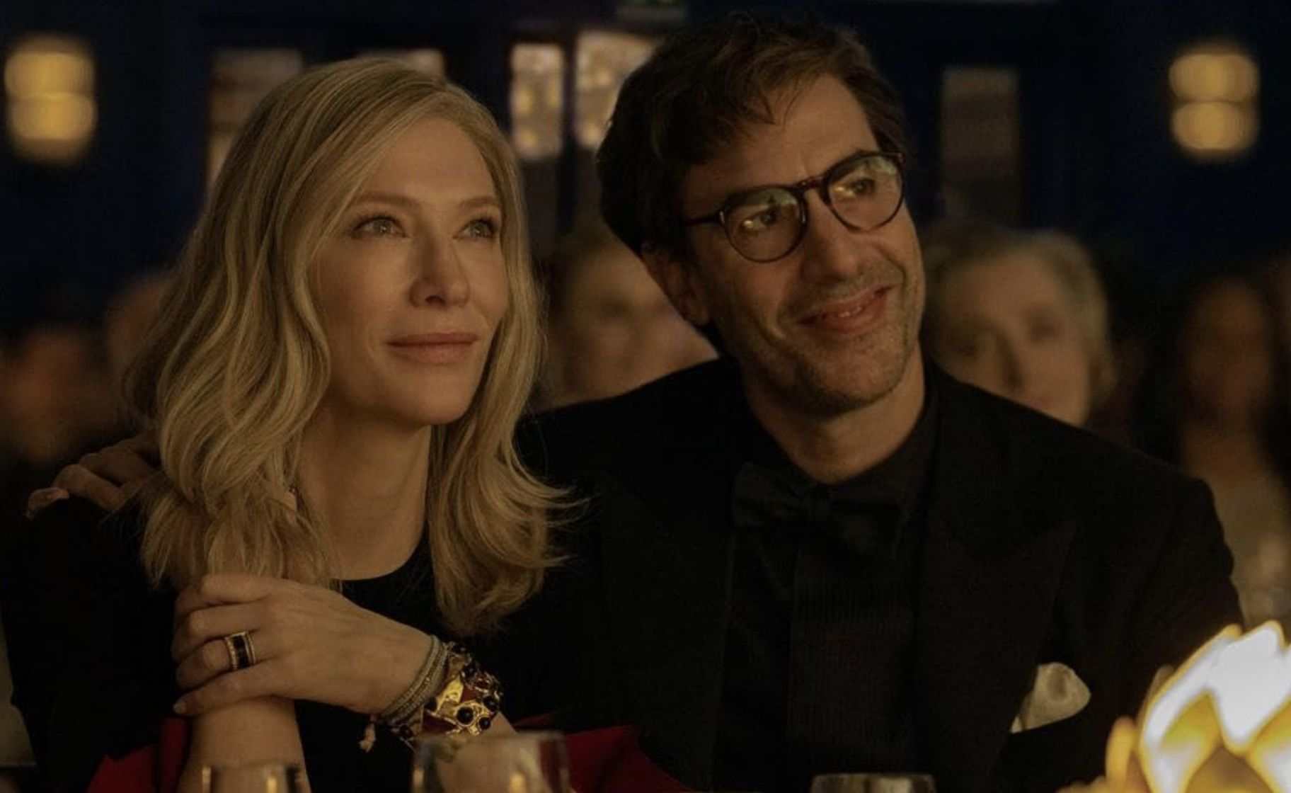 Cate Blanchett and Sacha Baron Cohen in Disclaimer (Image via Apple TV+)