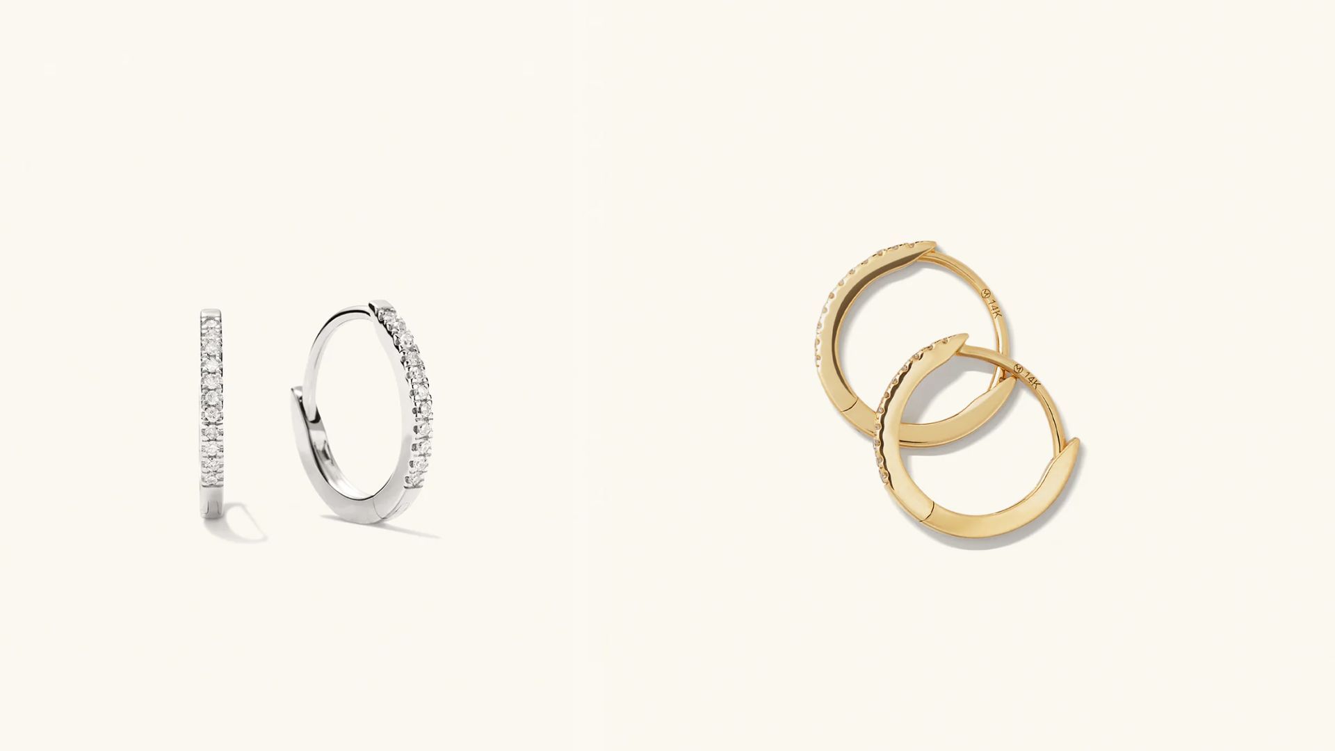 Pav&eacute; Diamond Huggie Hoops (Image via Mejuri)