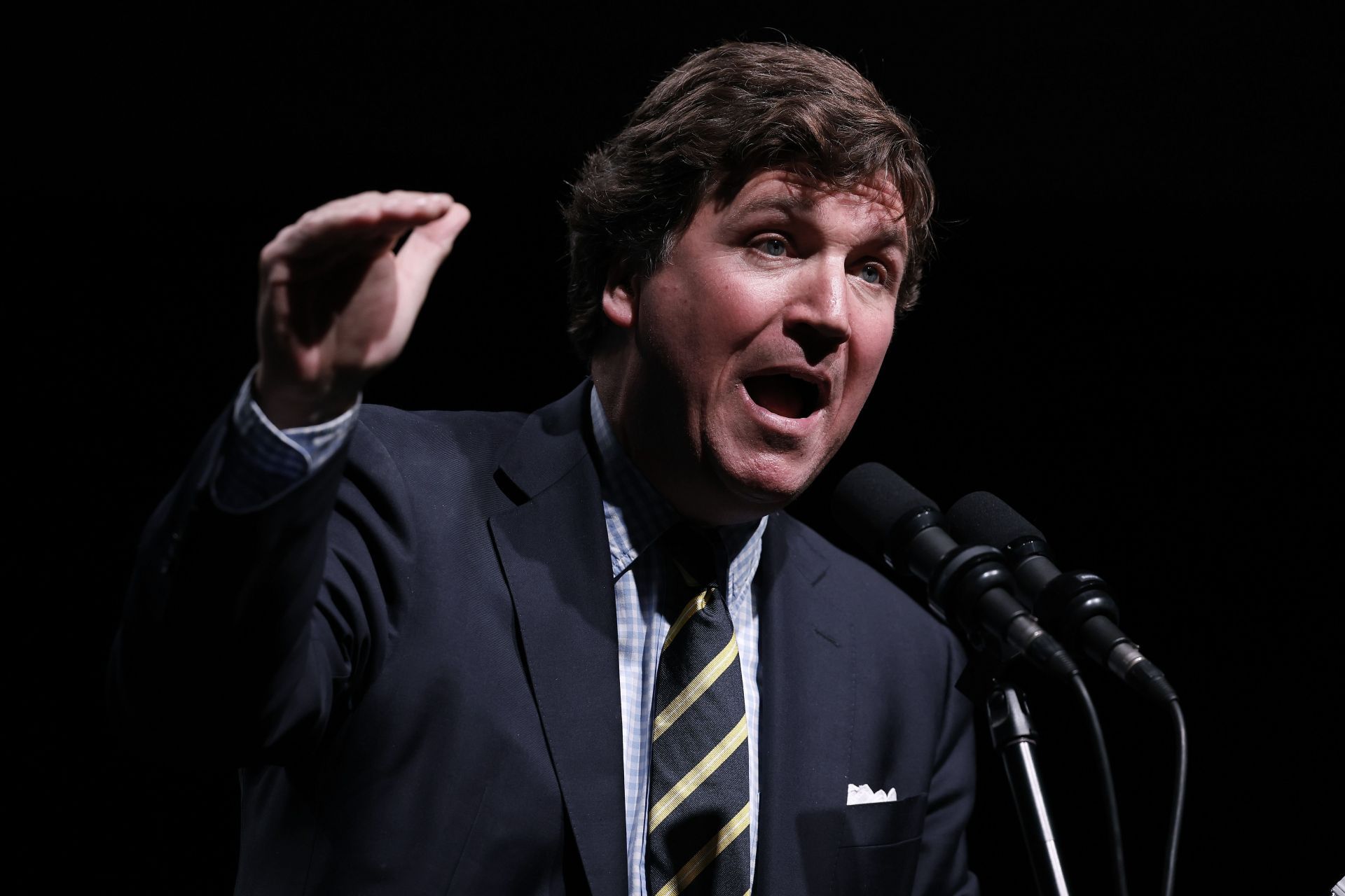 Republican Presidential Candidate Donald Trump Participates In Fireside Chat With Tucker Carlson - Source: Getty