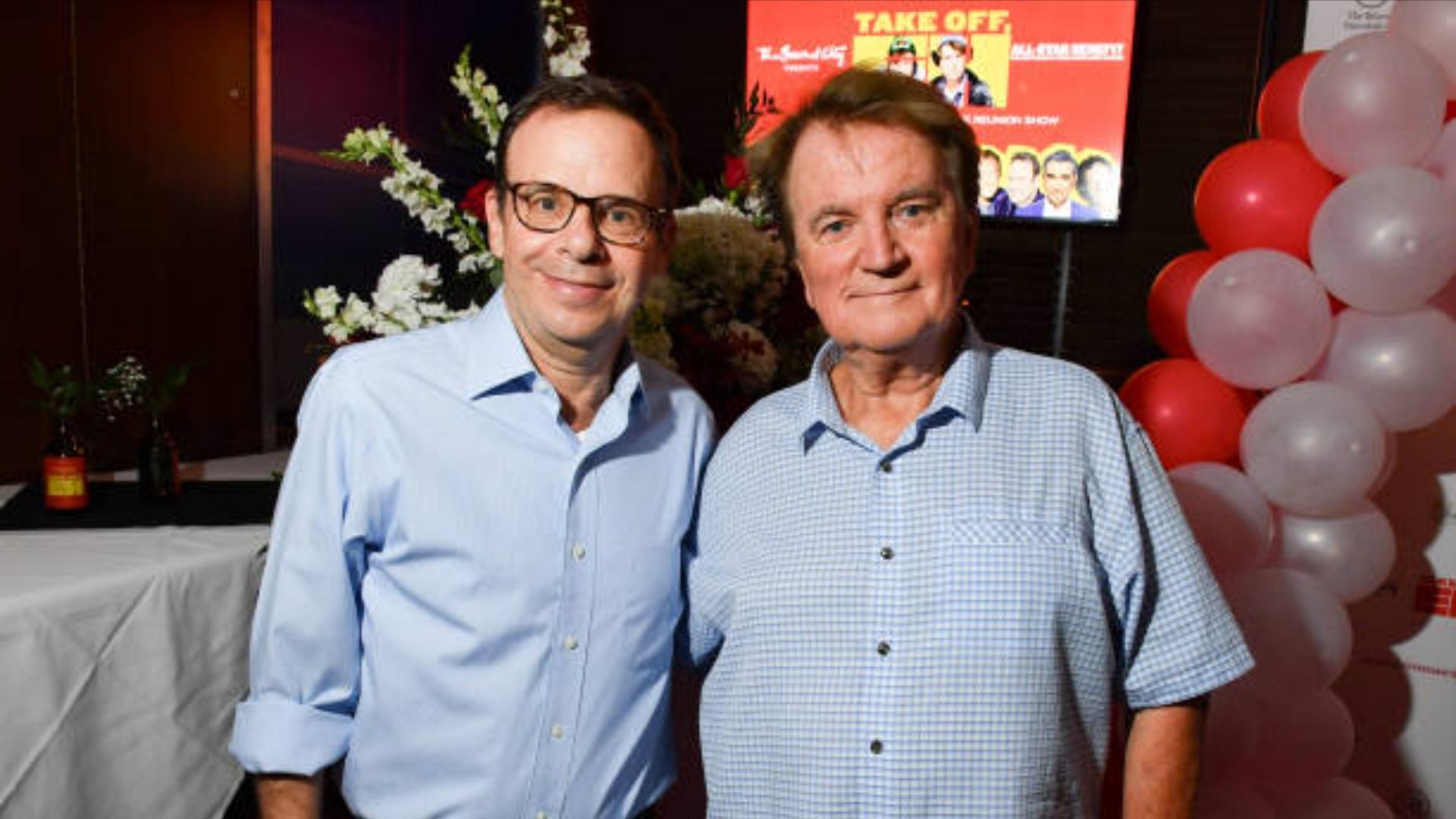 Rick Moranis and Dave Thomas attend the Dave Thomas And The Second City Present &#039;Take Off, EH!&#039; / Image Source: Getty