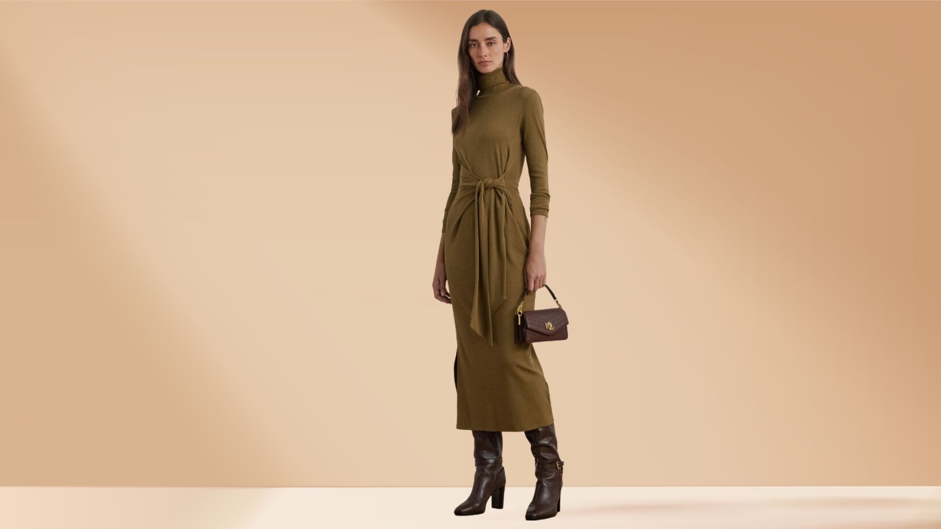 Ralph Lauren Long Sleeve Rib Turtleneck Dress (Image via Nordstrom)