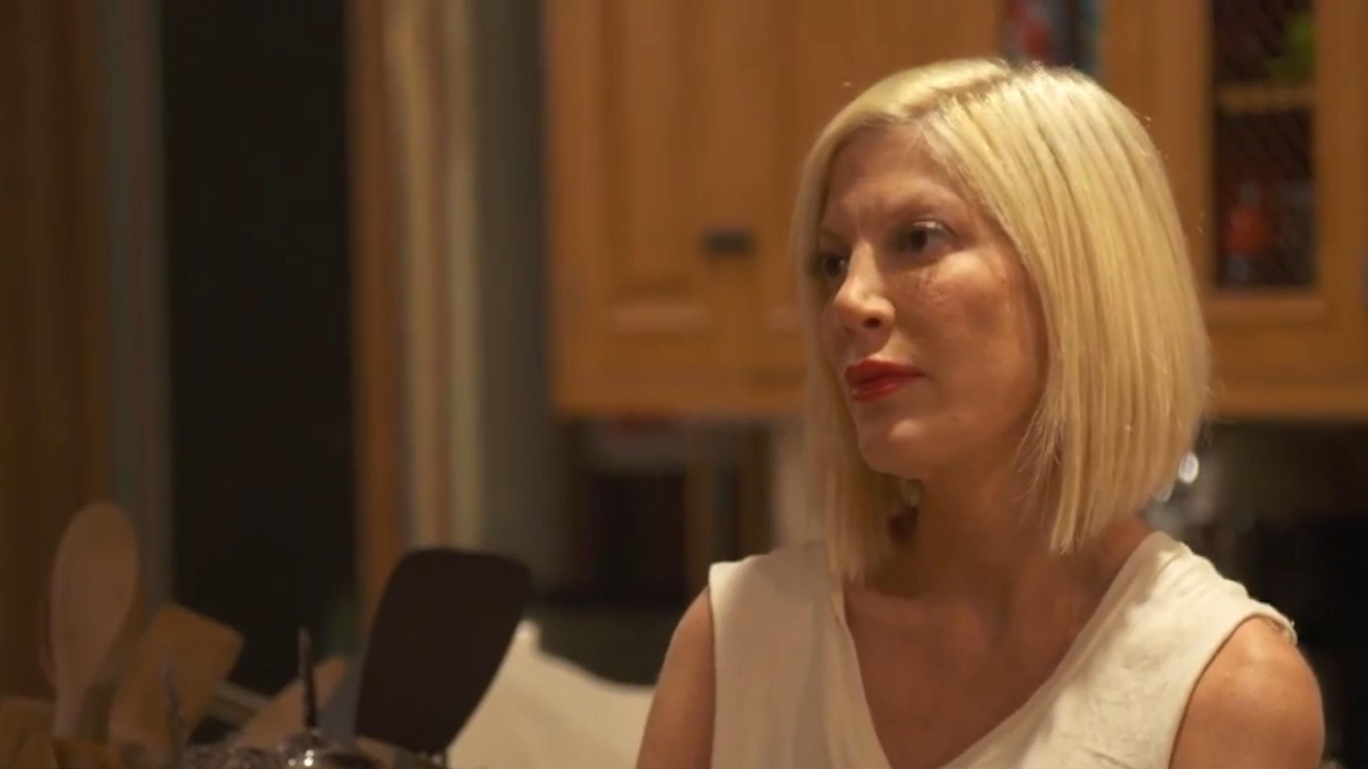 Tori Spelling | Image Source: Entertainment Tonight via YouTube